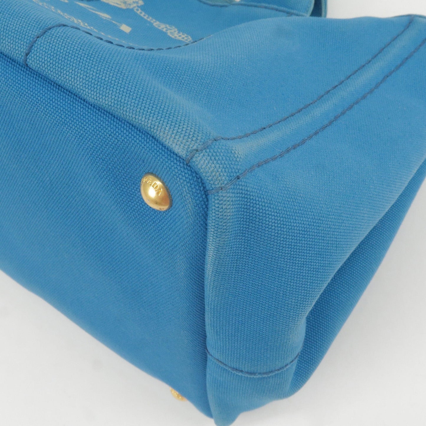 PRADA Canapa Canvas 2Way Hand Bag Tote Bag Blue 1BG642