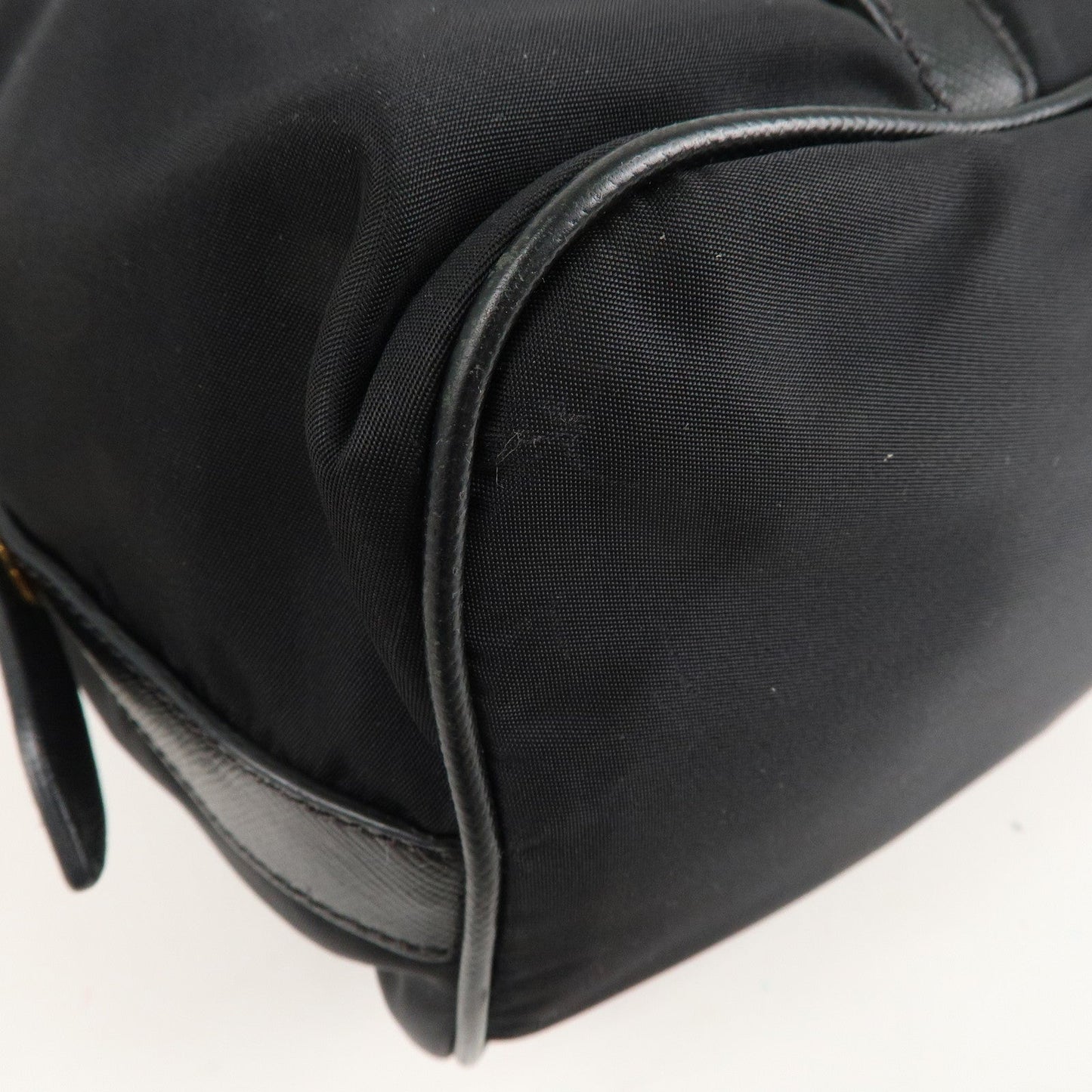 PRADA Nylon Leather Shoulder Bag Black