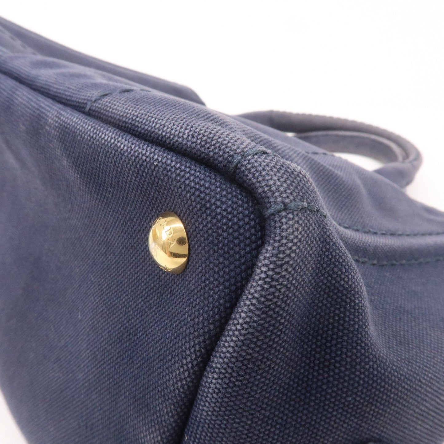 PRADA Canapa Mini Canvas 2Way Tote Bag Hand Bag Navy 1BG439