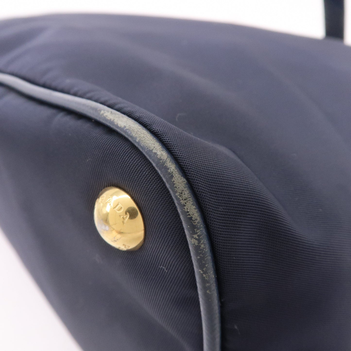 PRADA Nylon Leather Tote Bag Shoulder Bag Navy 1BG401