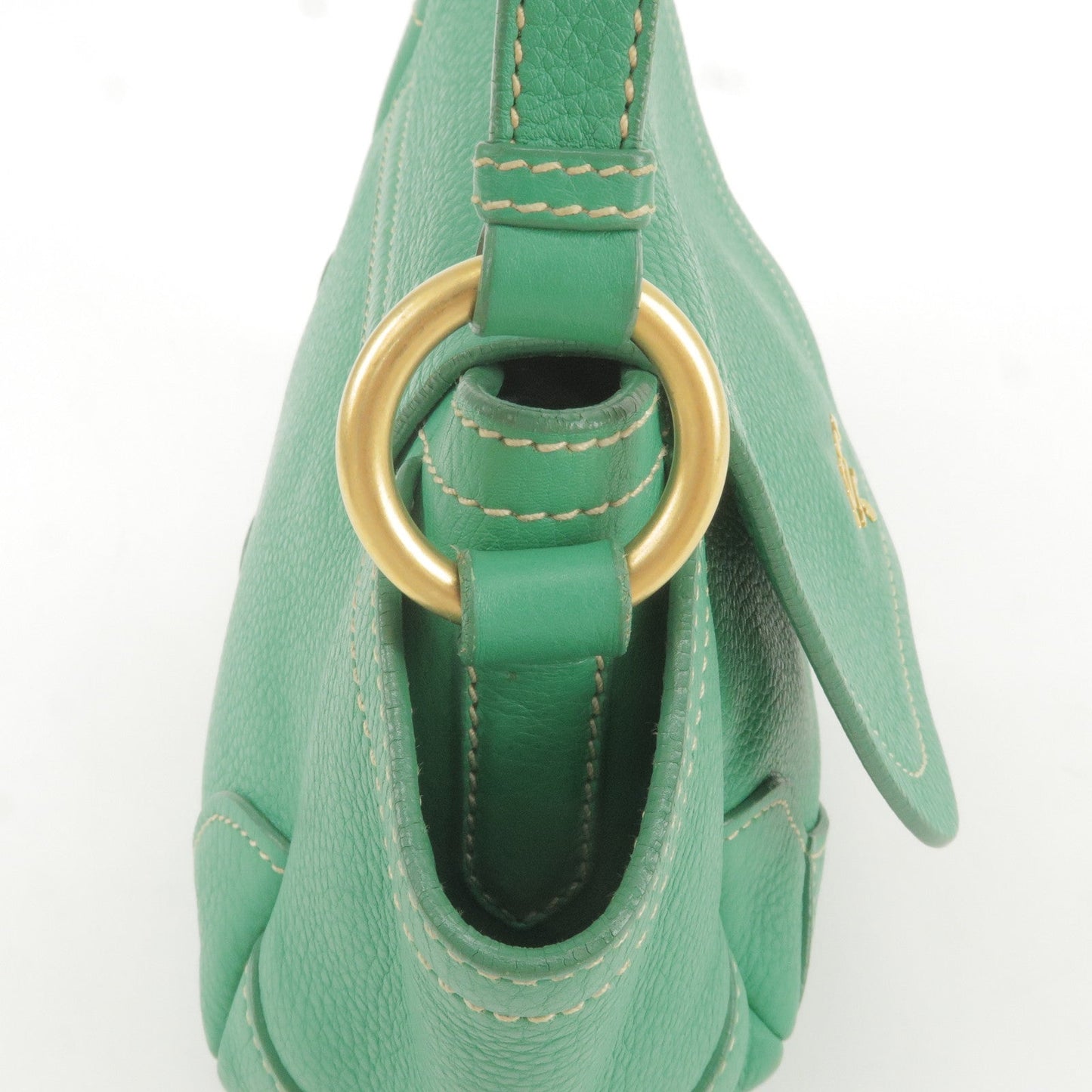 PRADA Logo Leather Shoulder Bag Crossbody Bag Green