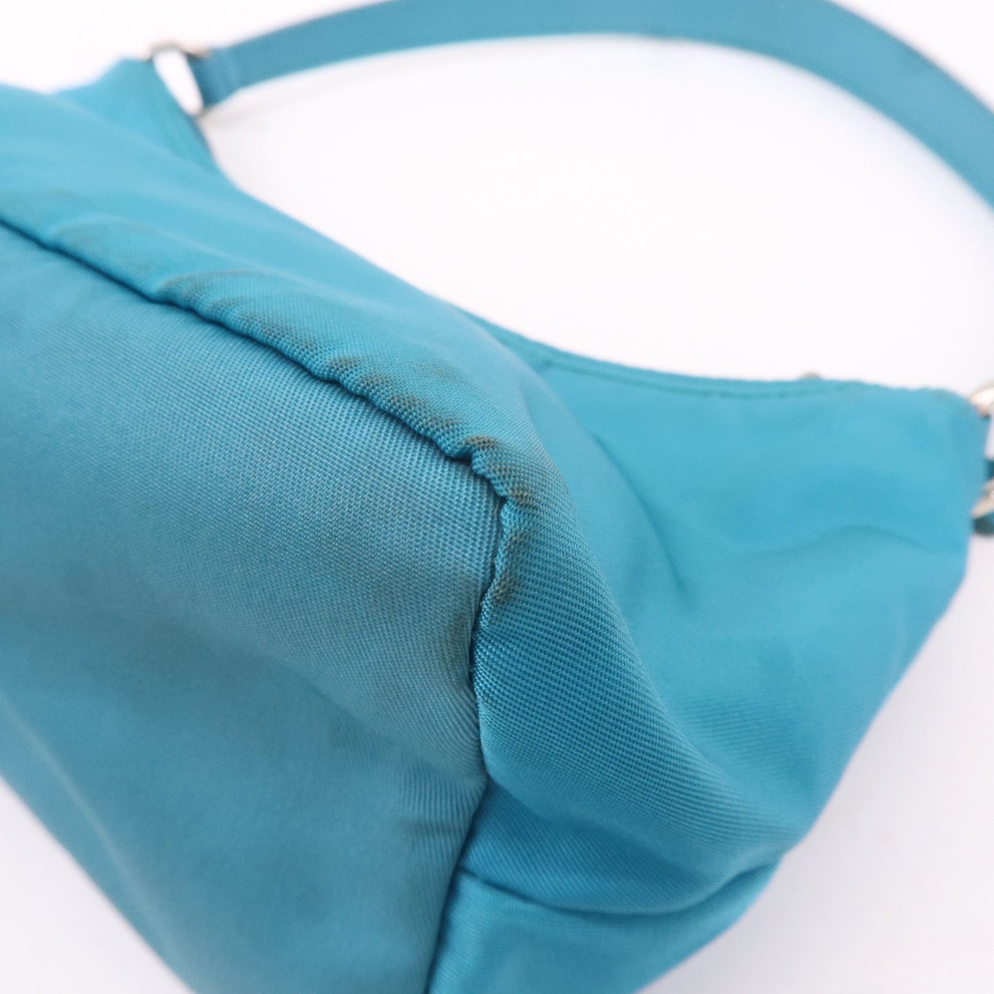 PRADA Nylon Leather Shoulder Bag Pouch Turquoise blue 1N1413