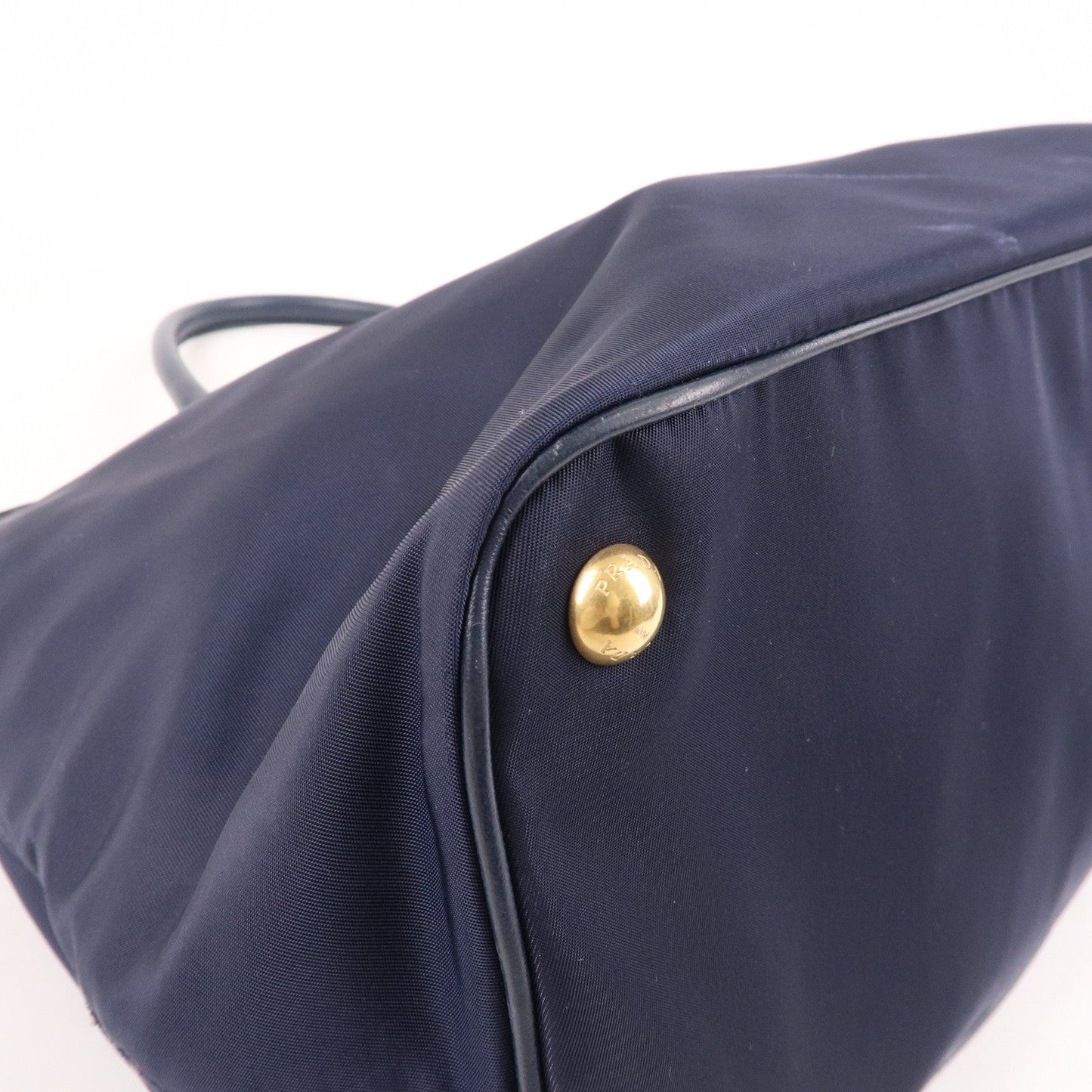 PRADA Nylon Leaether Tote Bag Shoulder Bag Navy 1BC060