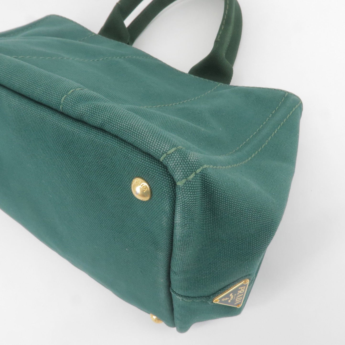 PRADA Canapa Canvas Tote Bag Green BN2642