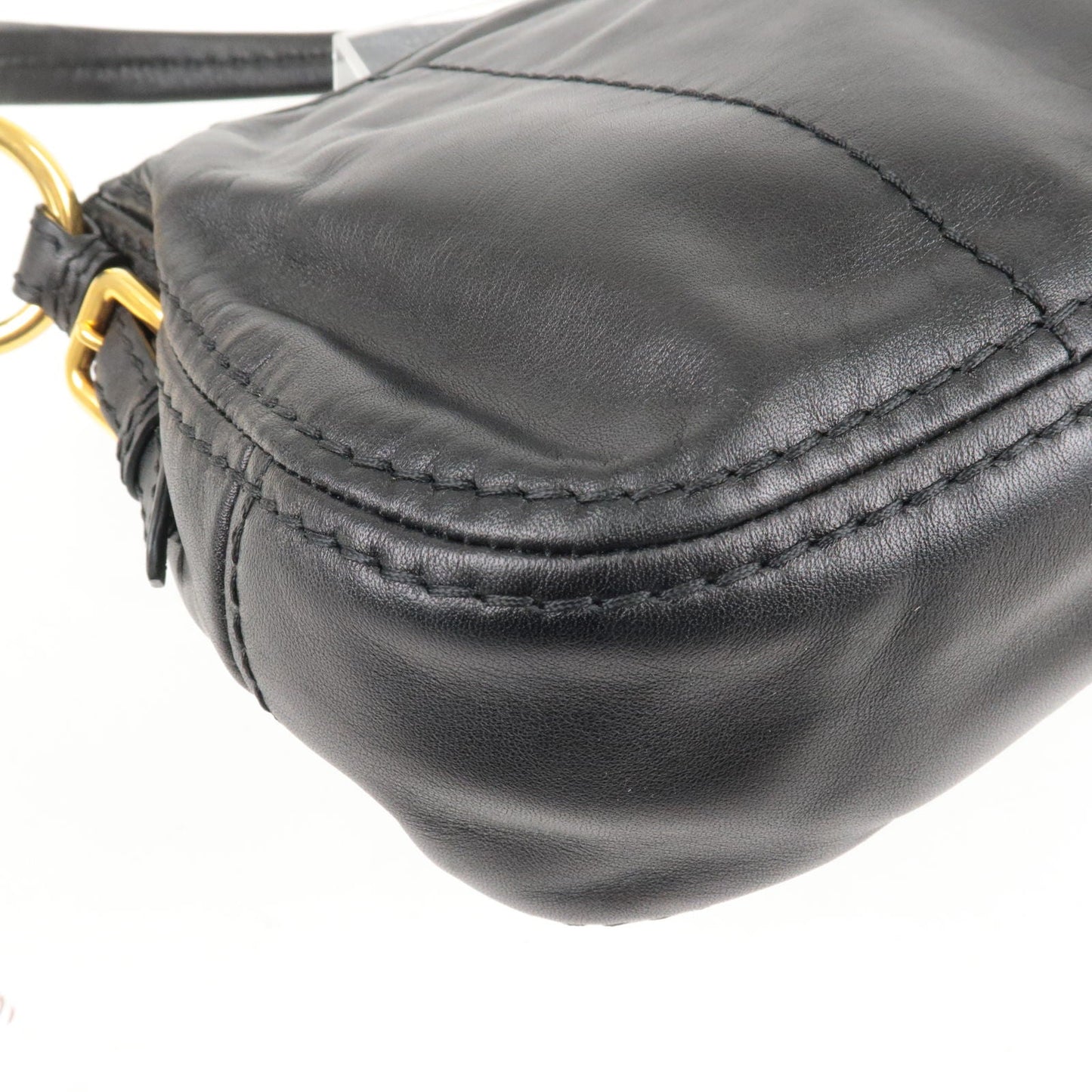 PRADA Soft Calf Leather Shoulder Bag Black BR4690