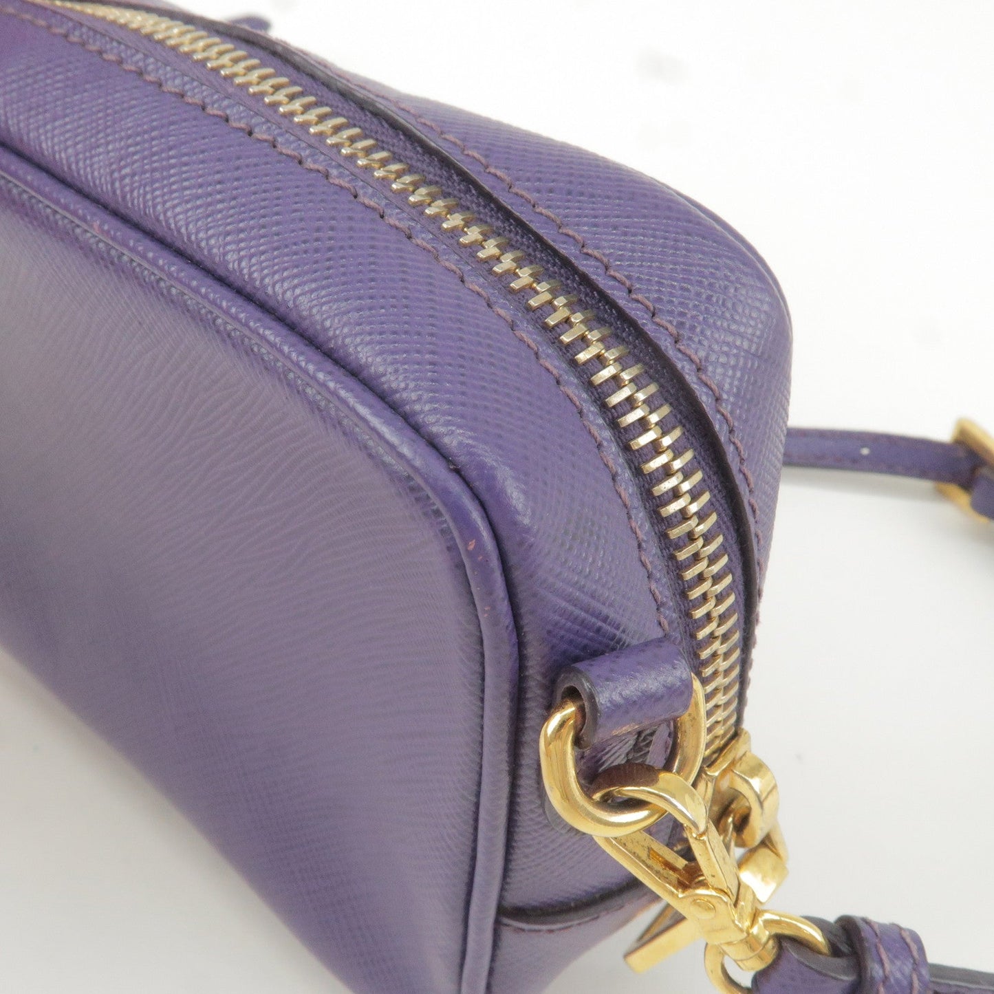 PRADA Logo Leather Mini Shoulder Bag 2Way Bag Pouch Purple