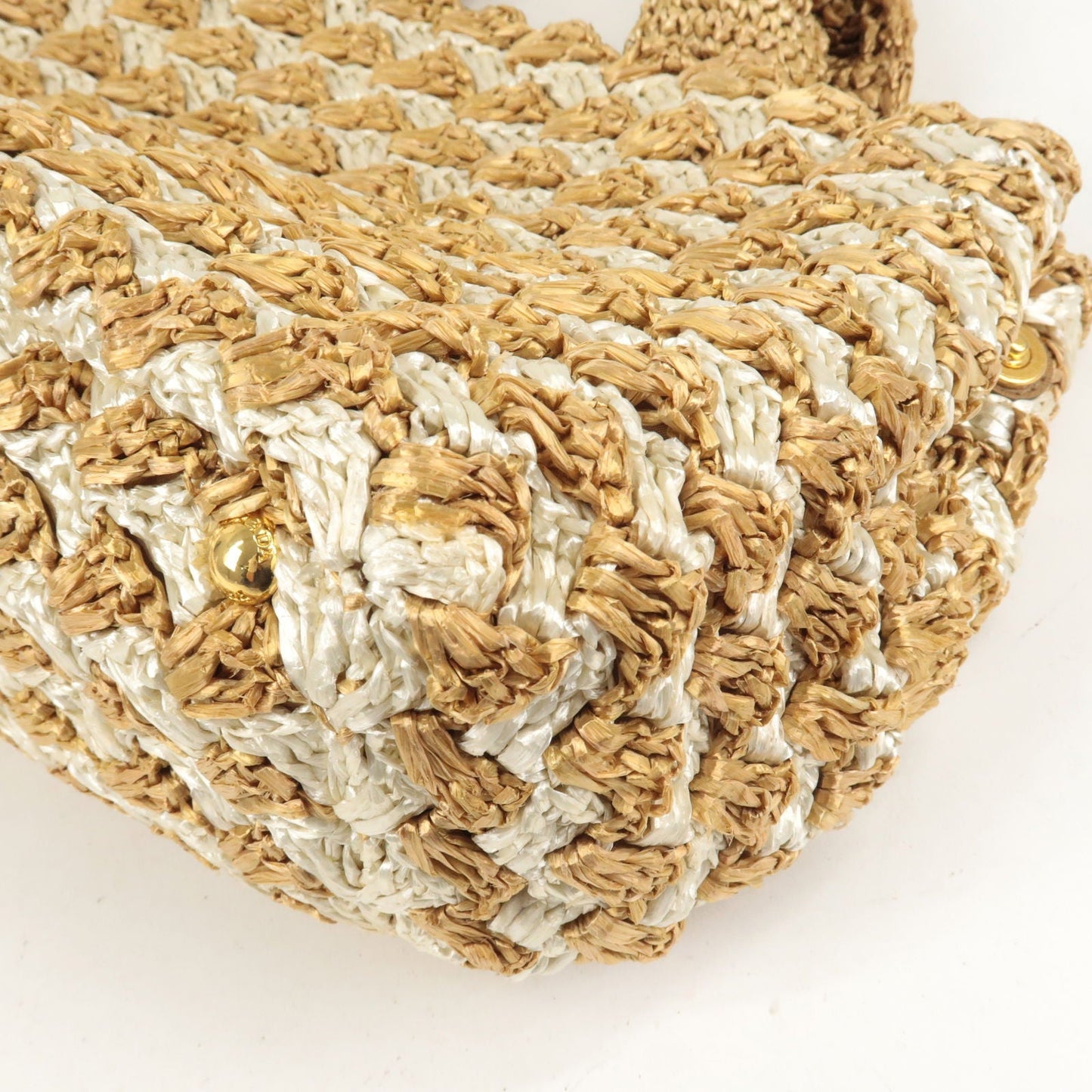 PRADA Raffia Crochet Canapa Tote Bag Beige BN2303