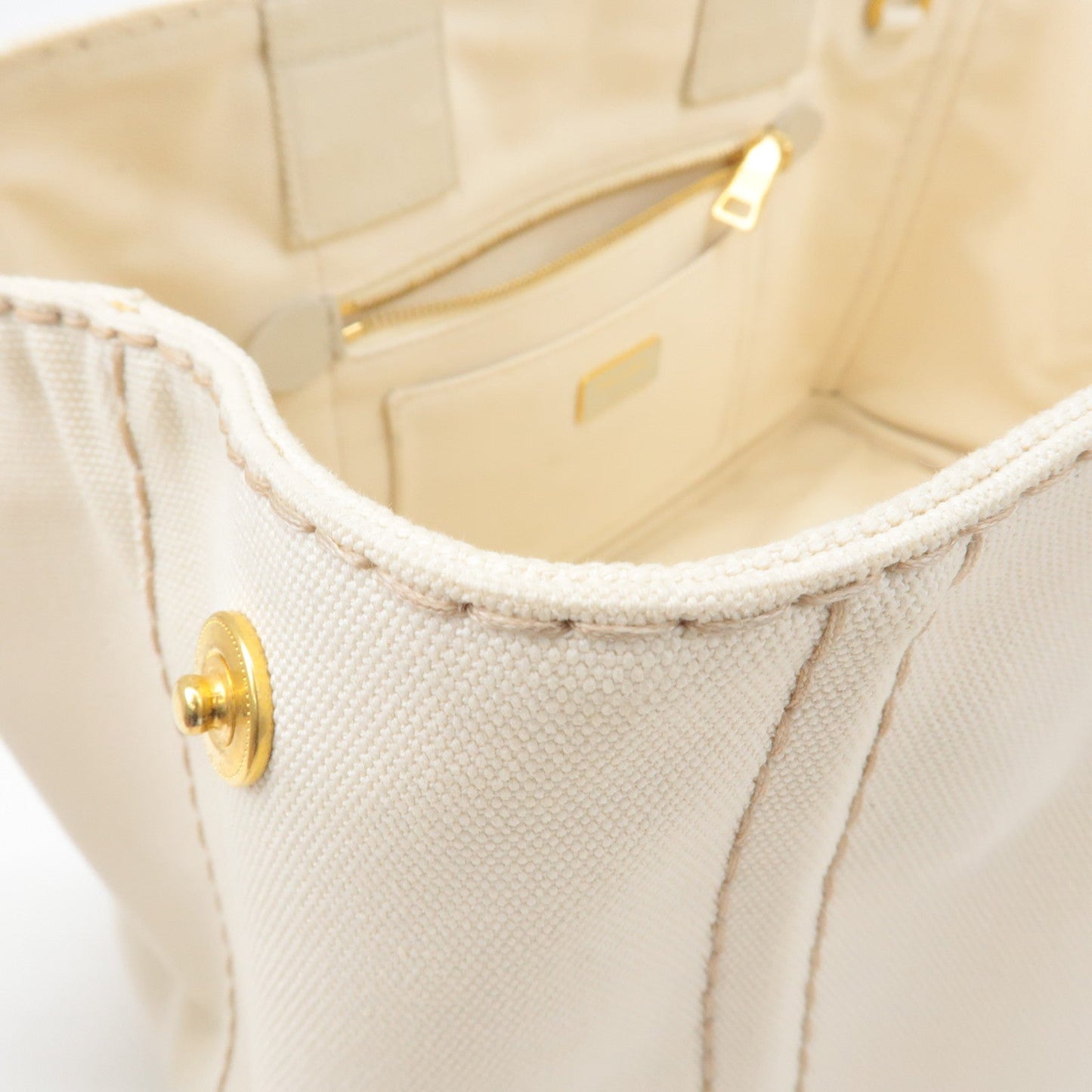 PRADA Logo Canapa Canvas 2Way Tote Bag Ivory BN2642