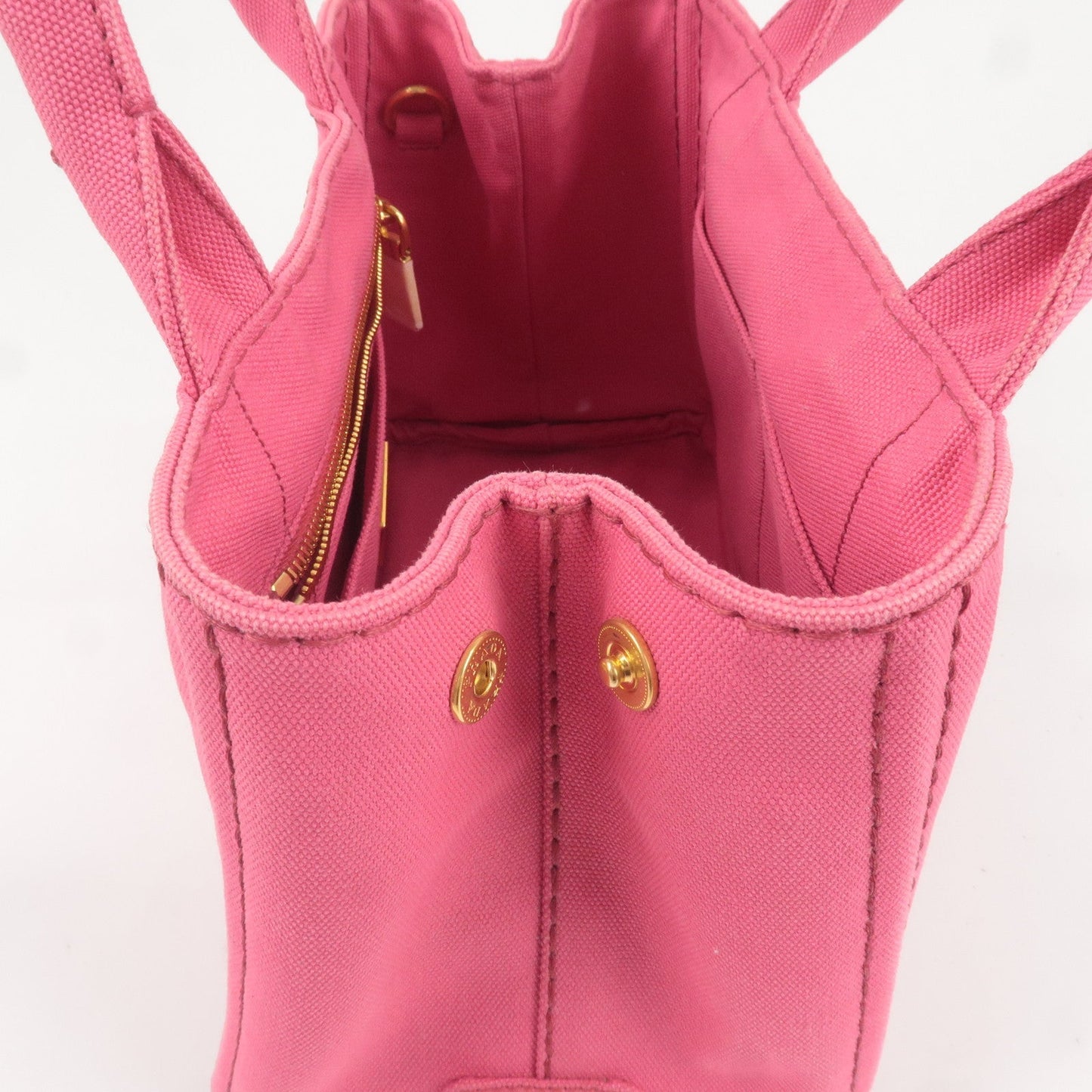 PRADA Logo Canapa Mini Canvas 2Way Tote Bag Pink 1BG439