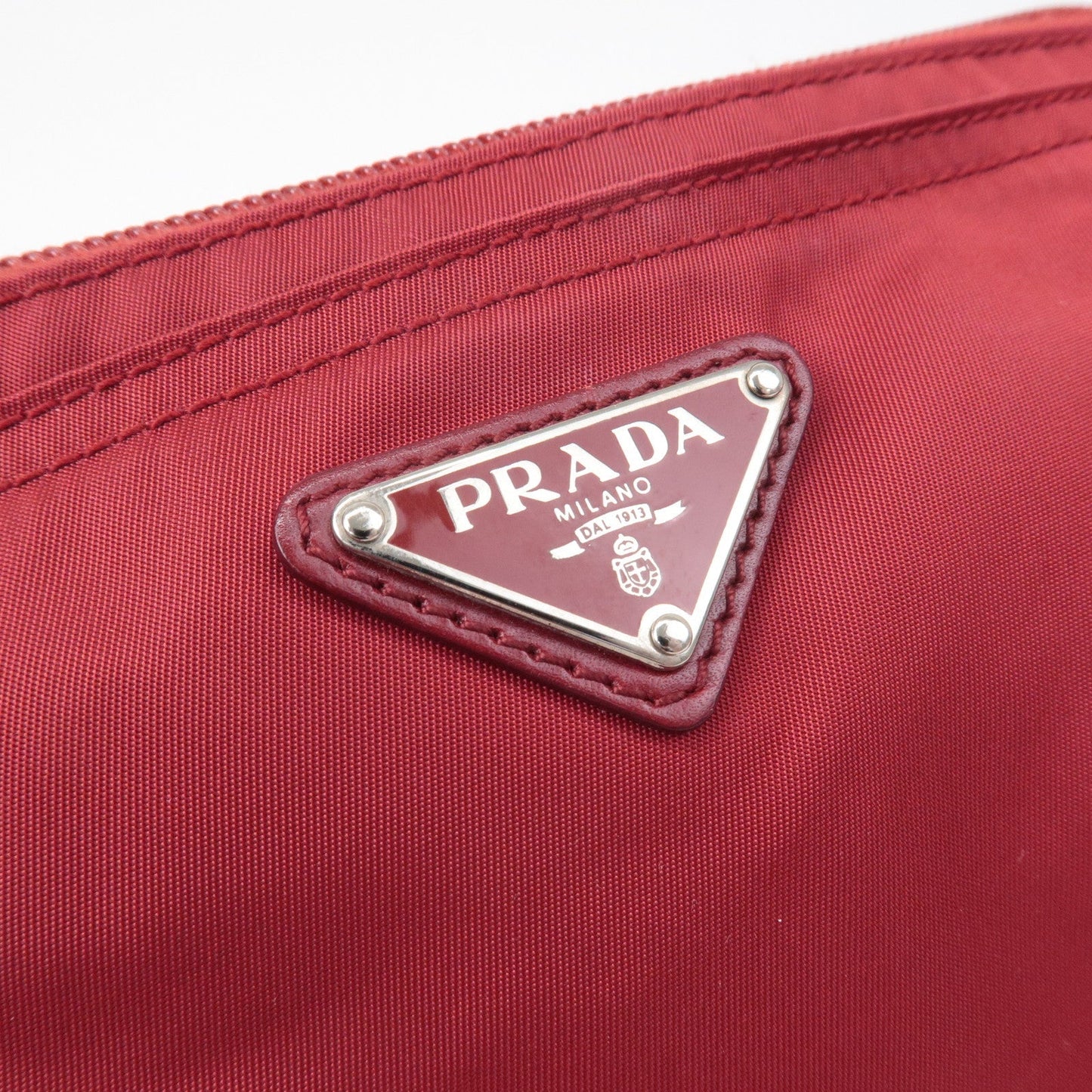 PRADA Logo Nylon Leather Shoulder Bag Crossbody Bag Red