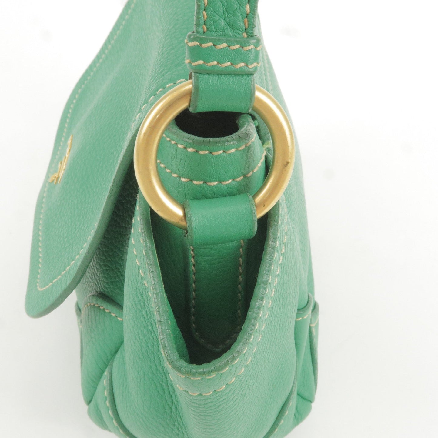 PRADA Logo Leather Shoulder Bag Crossbody Bag Green