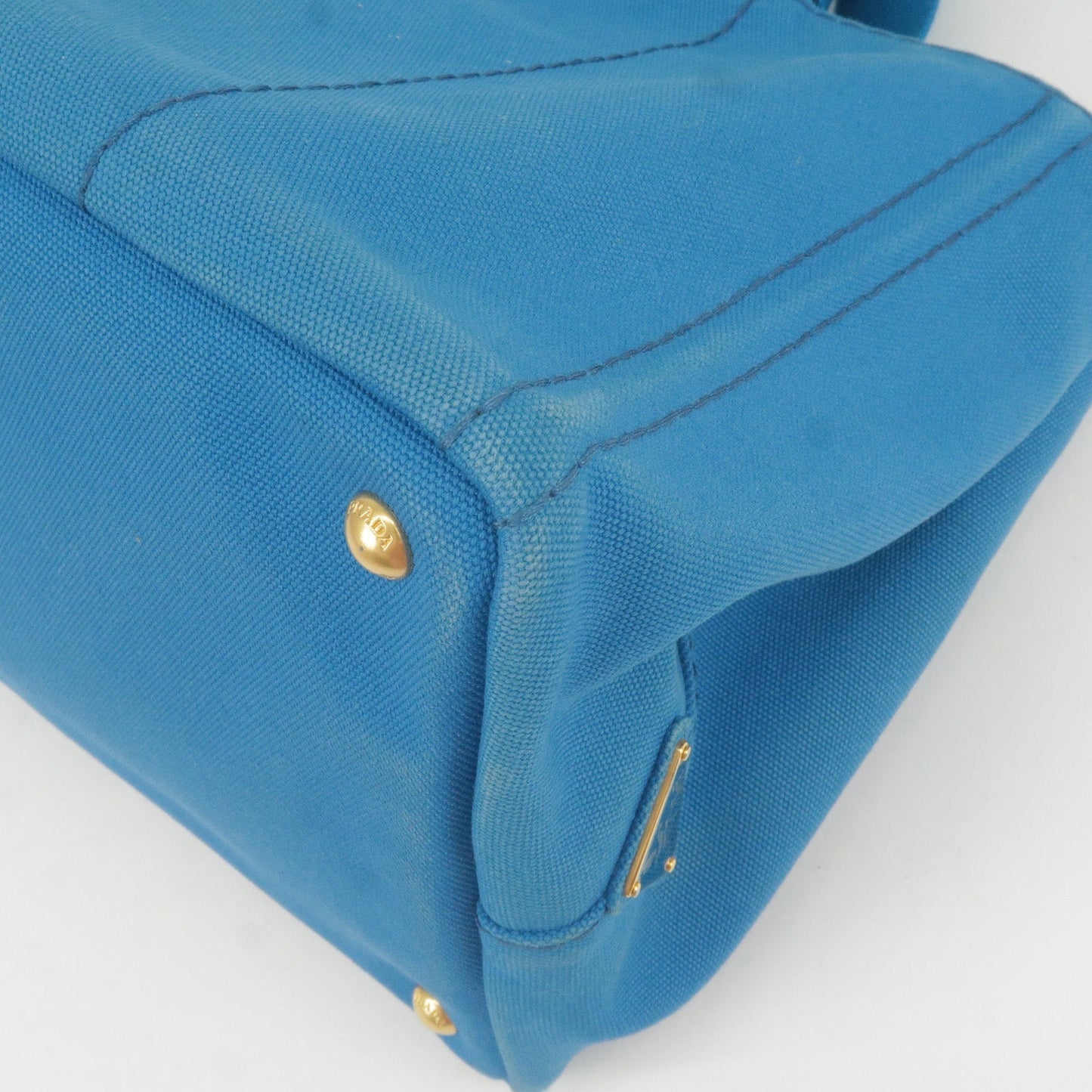 PRADA Canapa Canvas 2Way Hand Bag Tote Bag Blue 1BG642