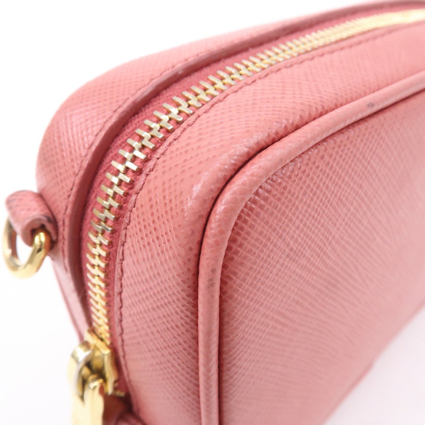 PRADA Logo Leather Crossbody Shoulder Bag Pink 1N1674