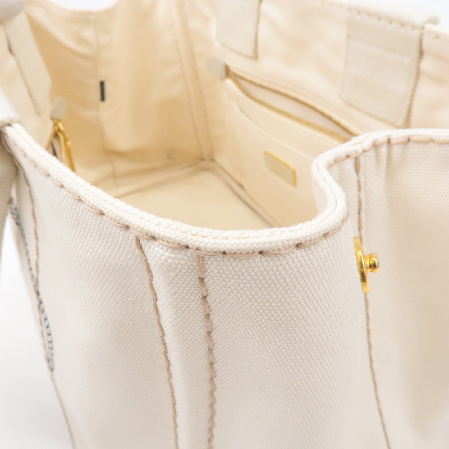 PRADA Logo Canapa Canvas 2Way Tote Bag Ivory BN2642