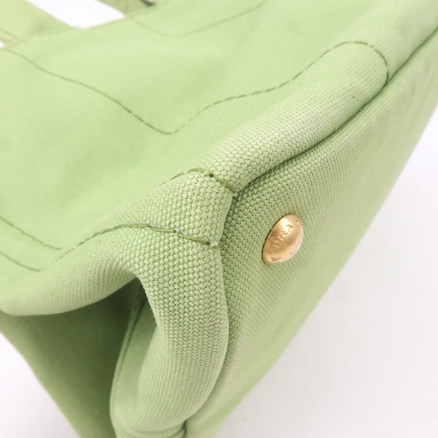 PRADA Canapa Canvas Tote Bag Hand Bag Green B1877B