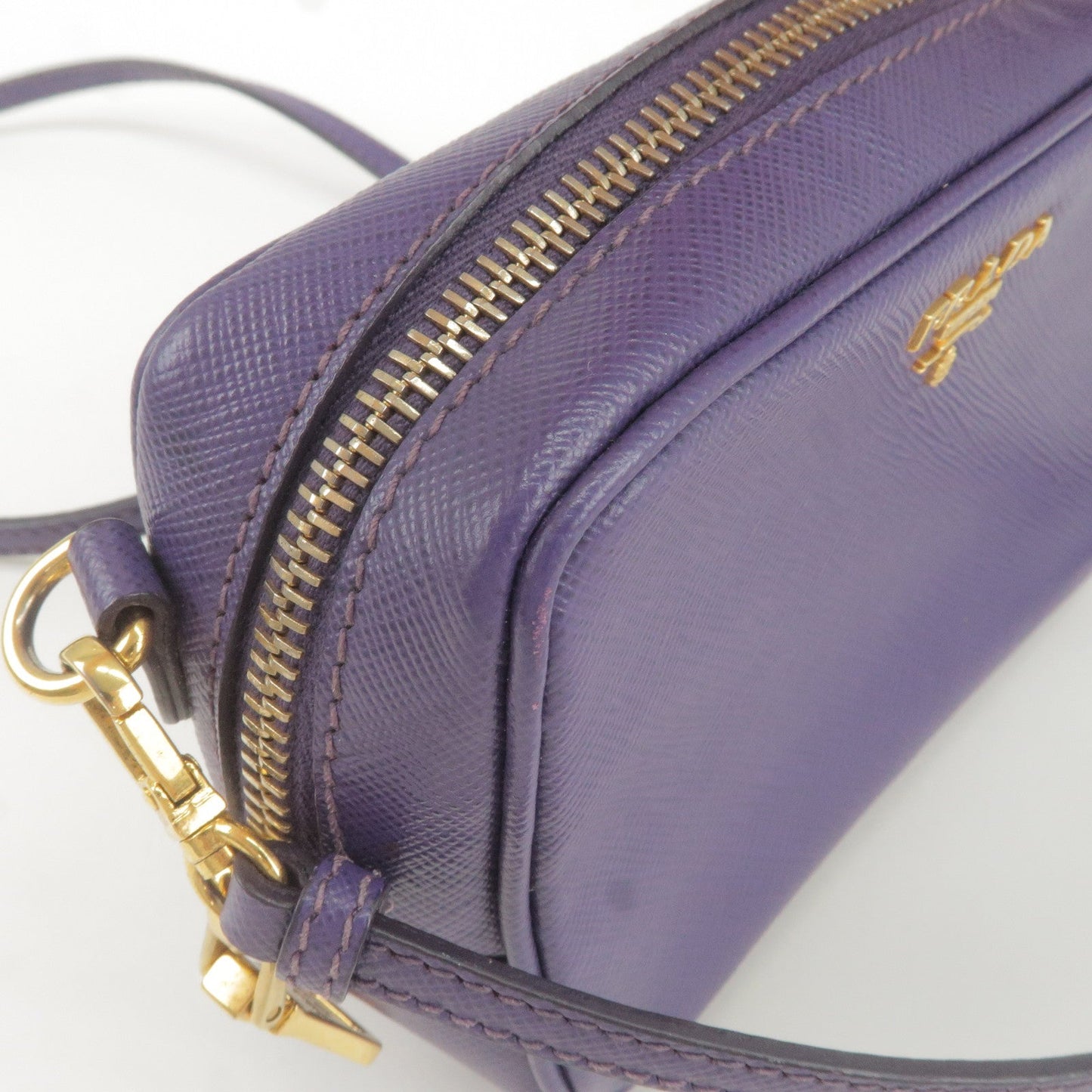 PRADA Logo Leather Mini Shoulder Bag 2Way Bag Pouch Purple