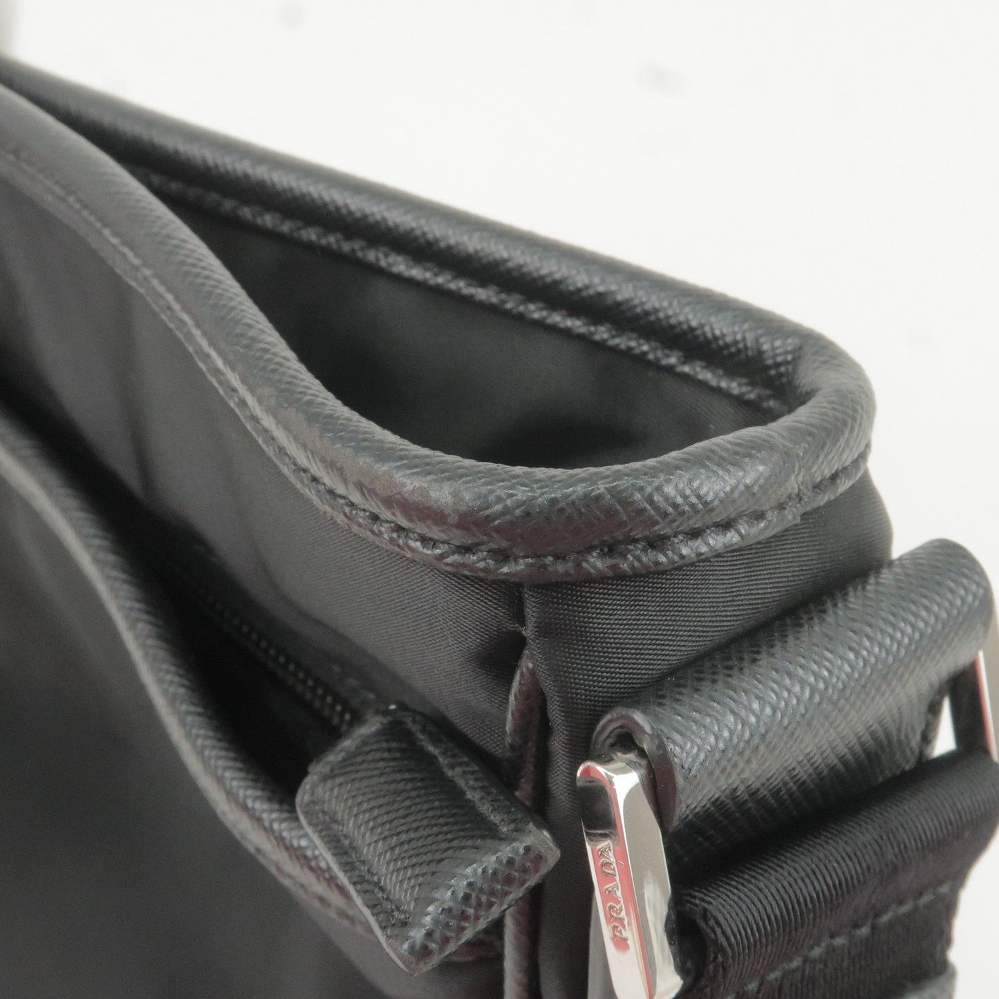 PRADA Nylon Leather Shoulder Bag NERO Black 2VH797