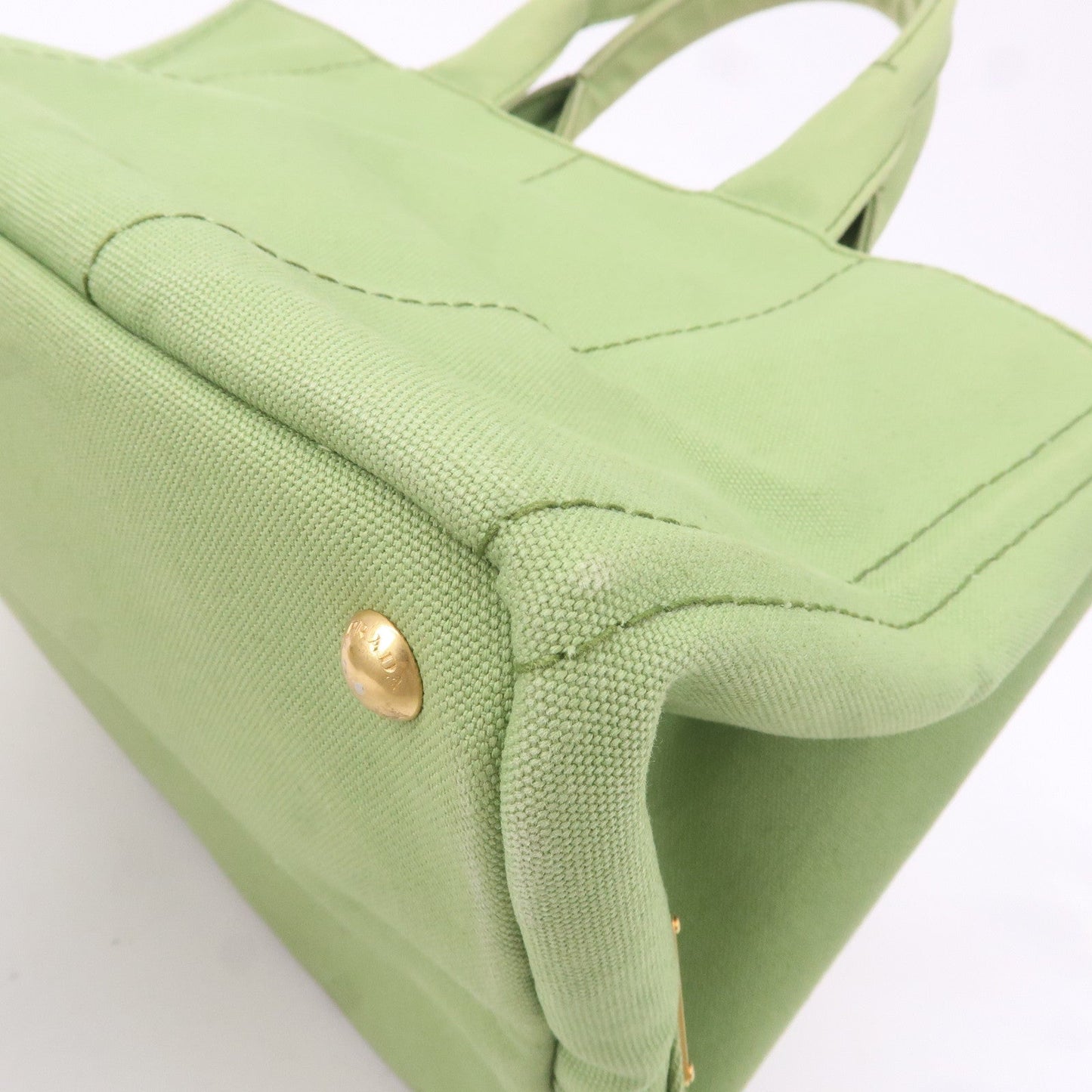 PRADA Canapa Canvas Tote Bag Hand Bag Green B1877B