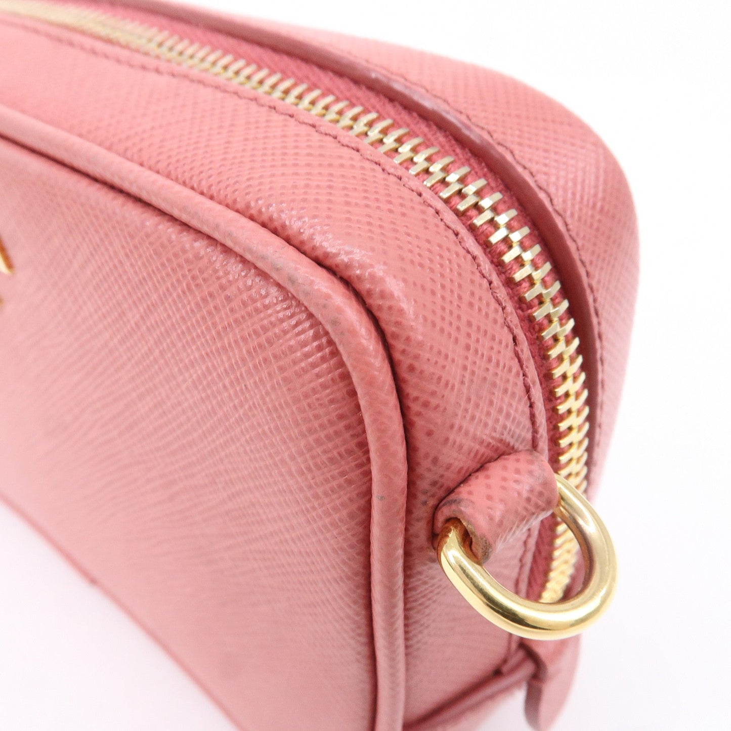 PRADA Logo Leather Crossbody Shoulder Bag Pink 1N1674