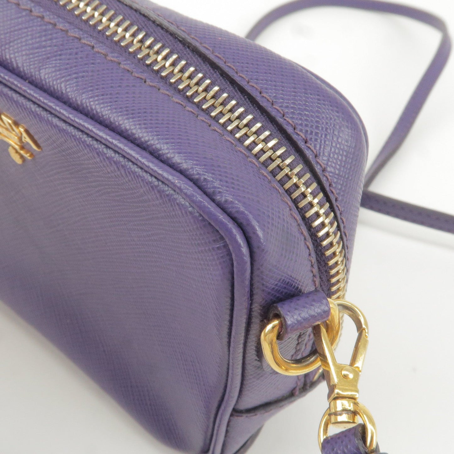 PRADA Logo Leather Mini Shoulder Bag 2Way Bag Pouch Purple