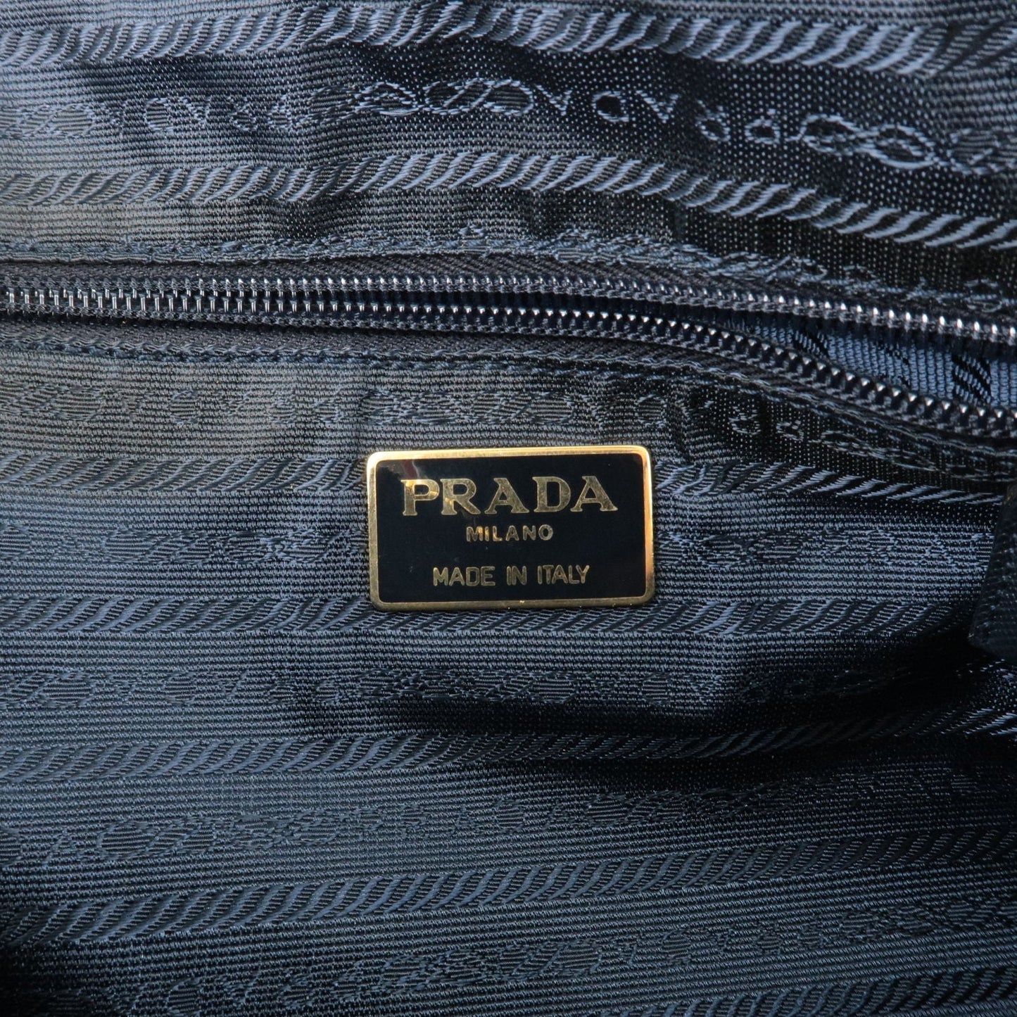 PRADA Logo Leather Clutch Bag Pouch Purse Navy