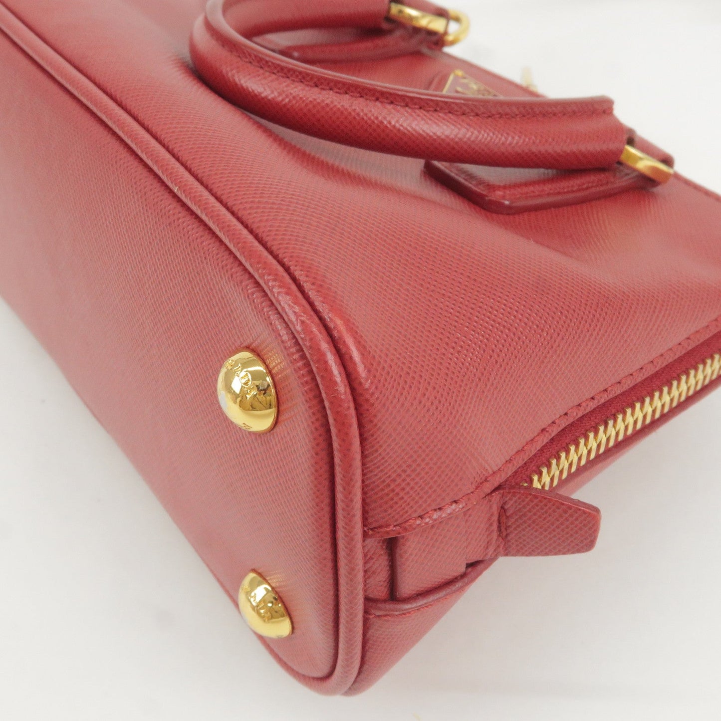 PRADA Leather Promenade Mini 2Way Bag Shoulder Bag Red BL0851