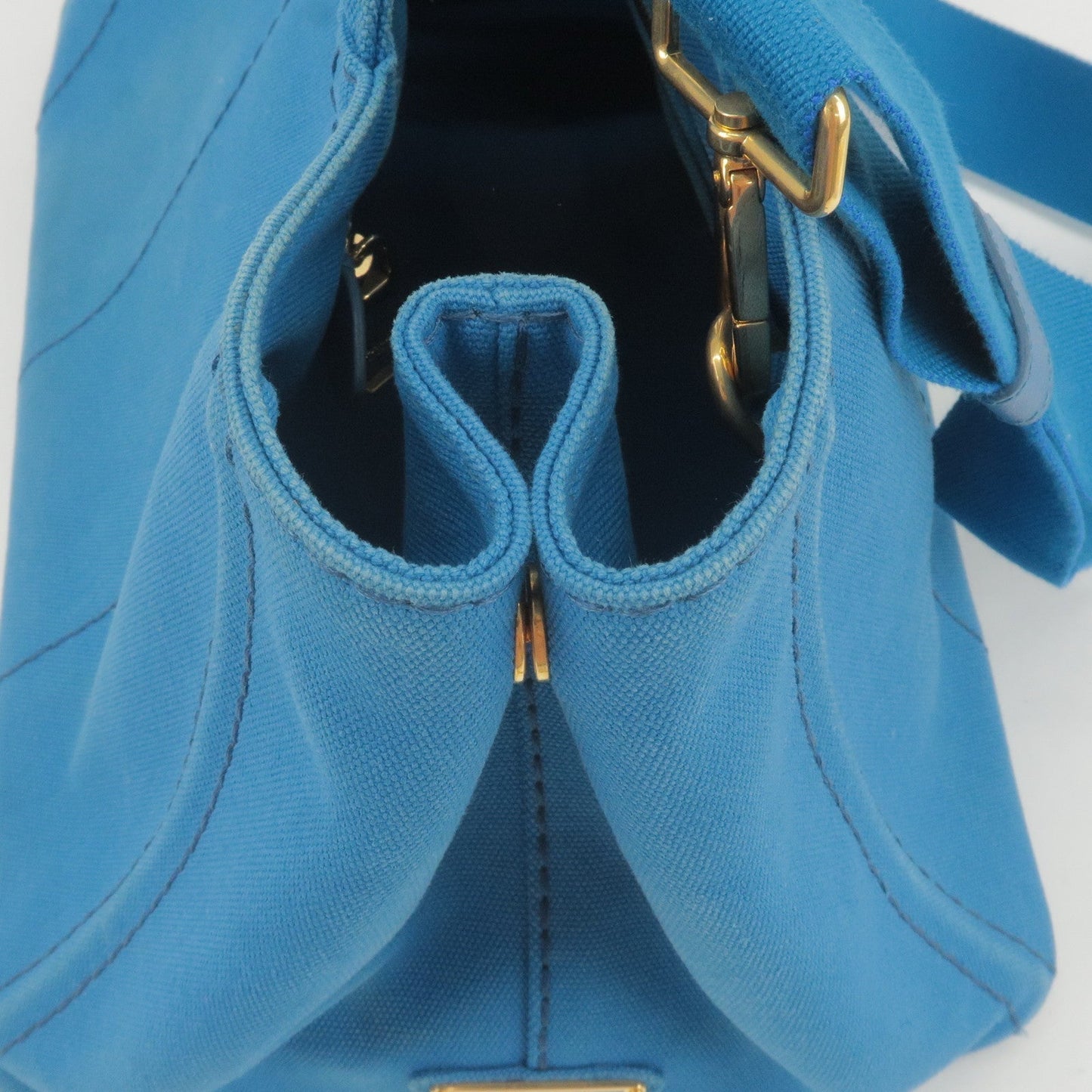 PRADA Canapa Canvas 2Way Hand Bag Tote Bag Blue 1BG642