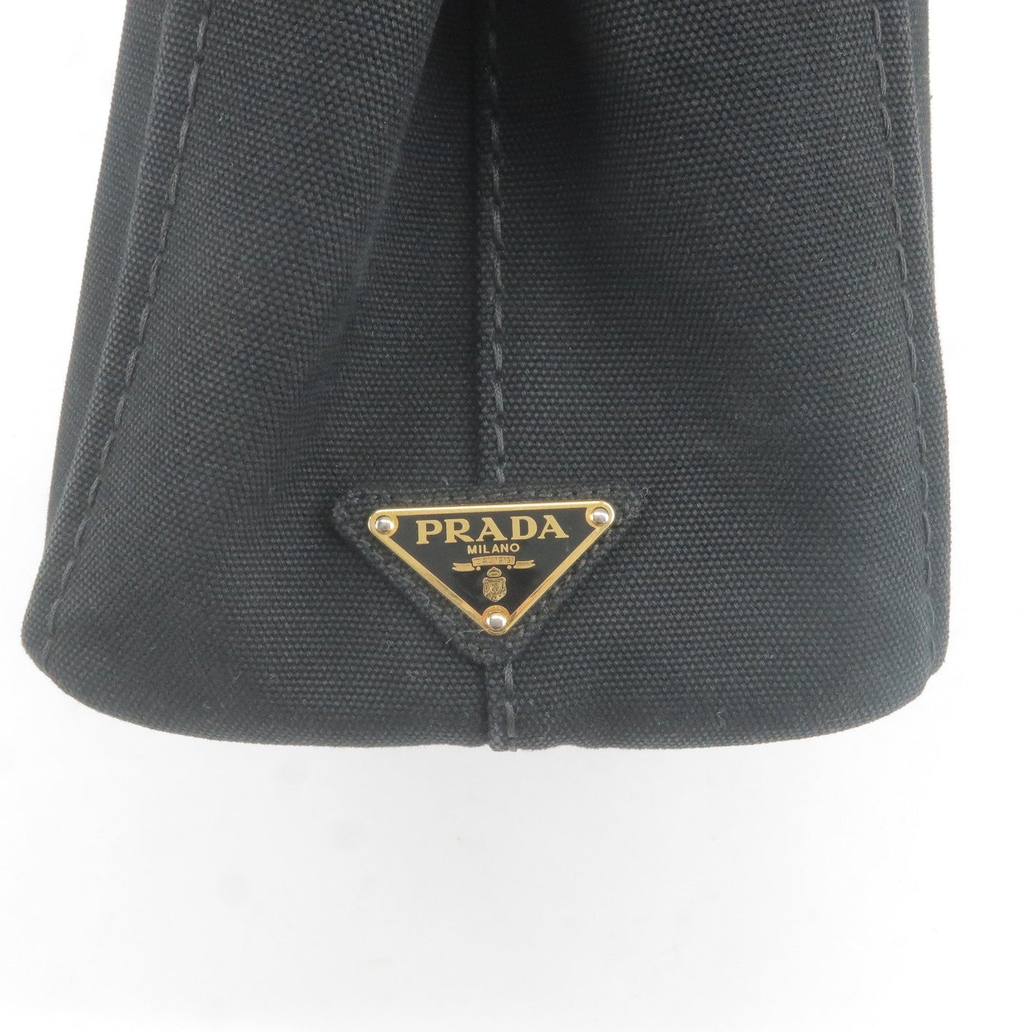 PRADA Canapa Mini Canvas Hand Bag Purse Black