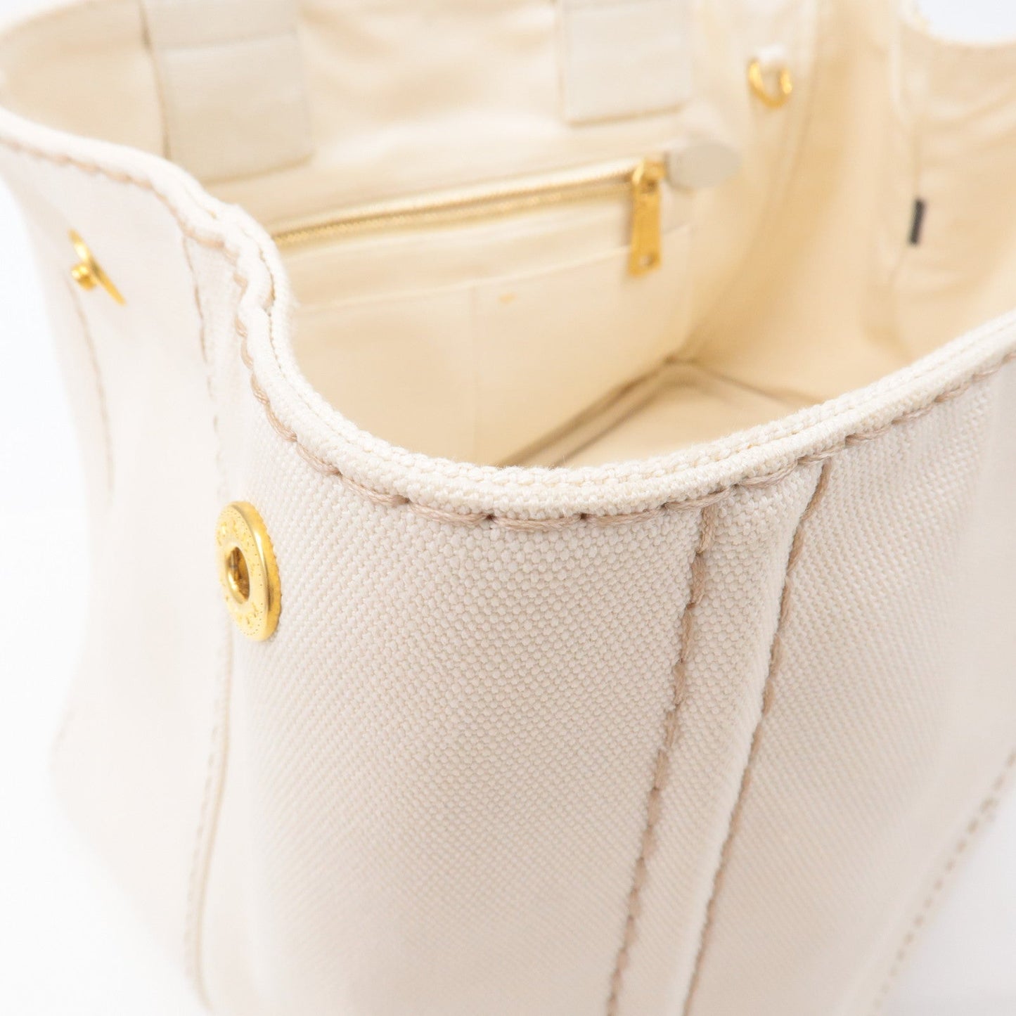 PRADA Logo Canapa Canvas 2Way Tote Bag Ivory BN2642