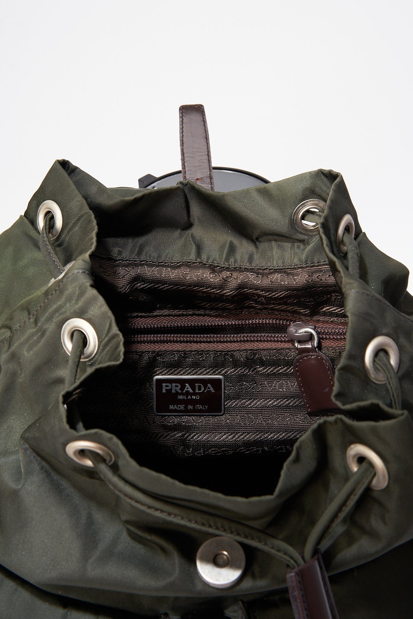 Prada Khaki Nylon Backpack