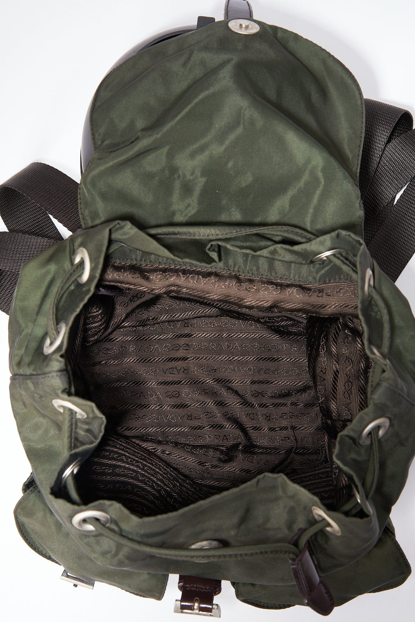 Prada Khaki Nylon Backpack