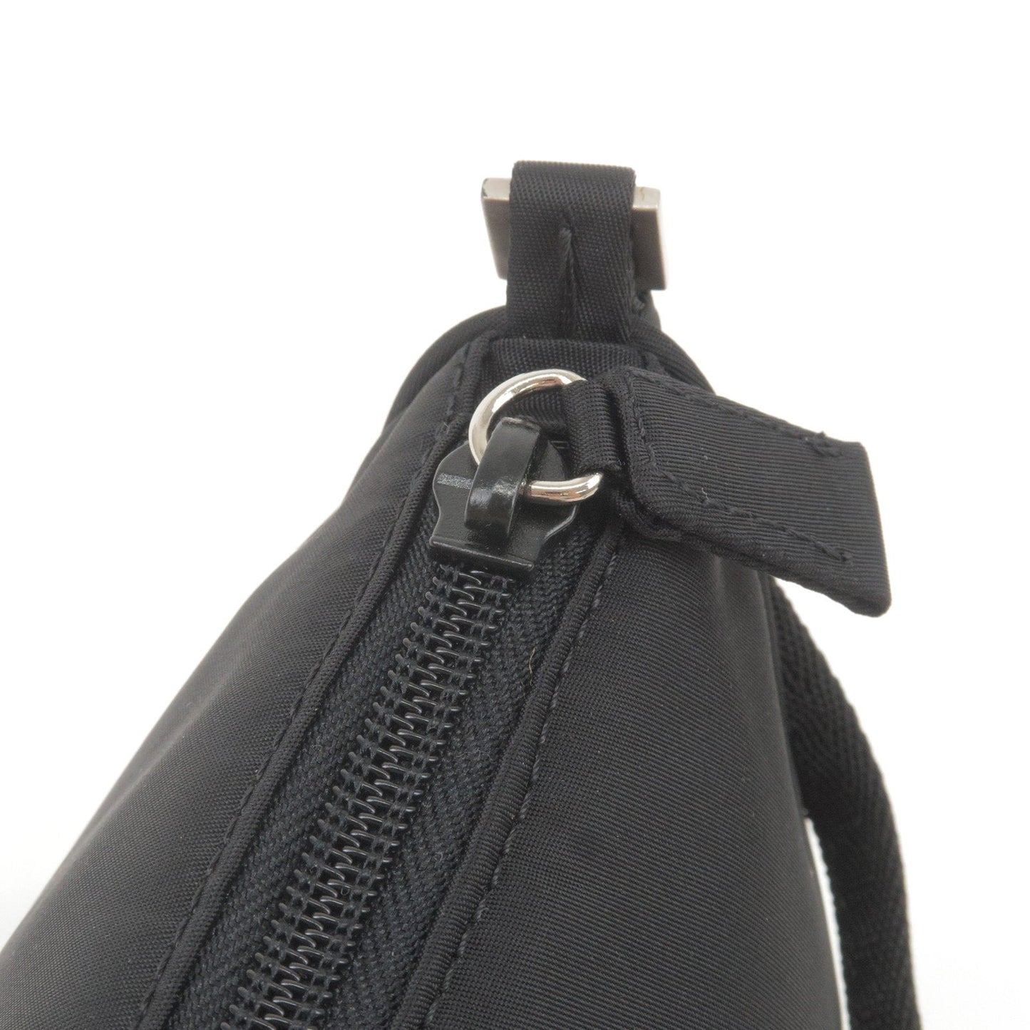 PRADA Logo Nylon Pouch Hand Bag NERO Black MV633