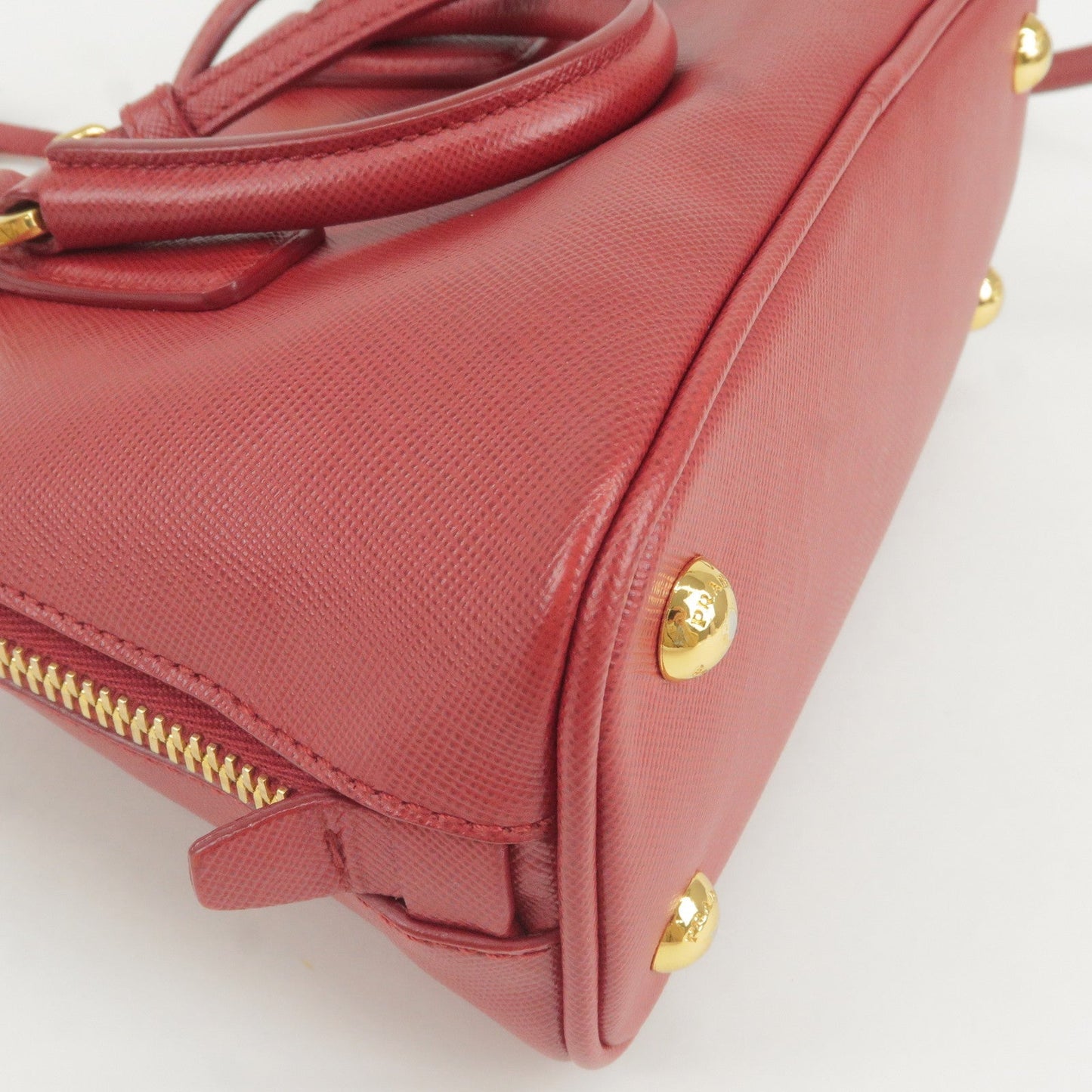 PRADA Leather Promenade Mini 2Way Bag Shoulder Bag Red BL0851