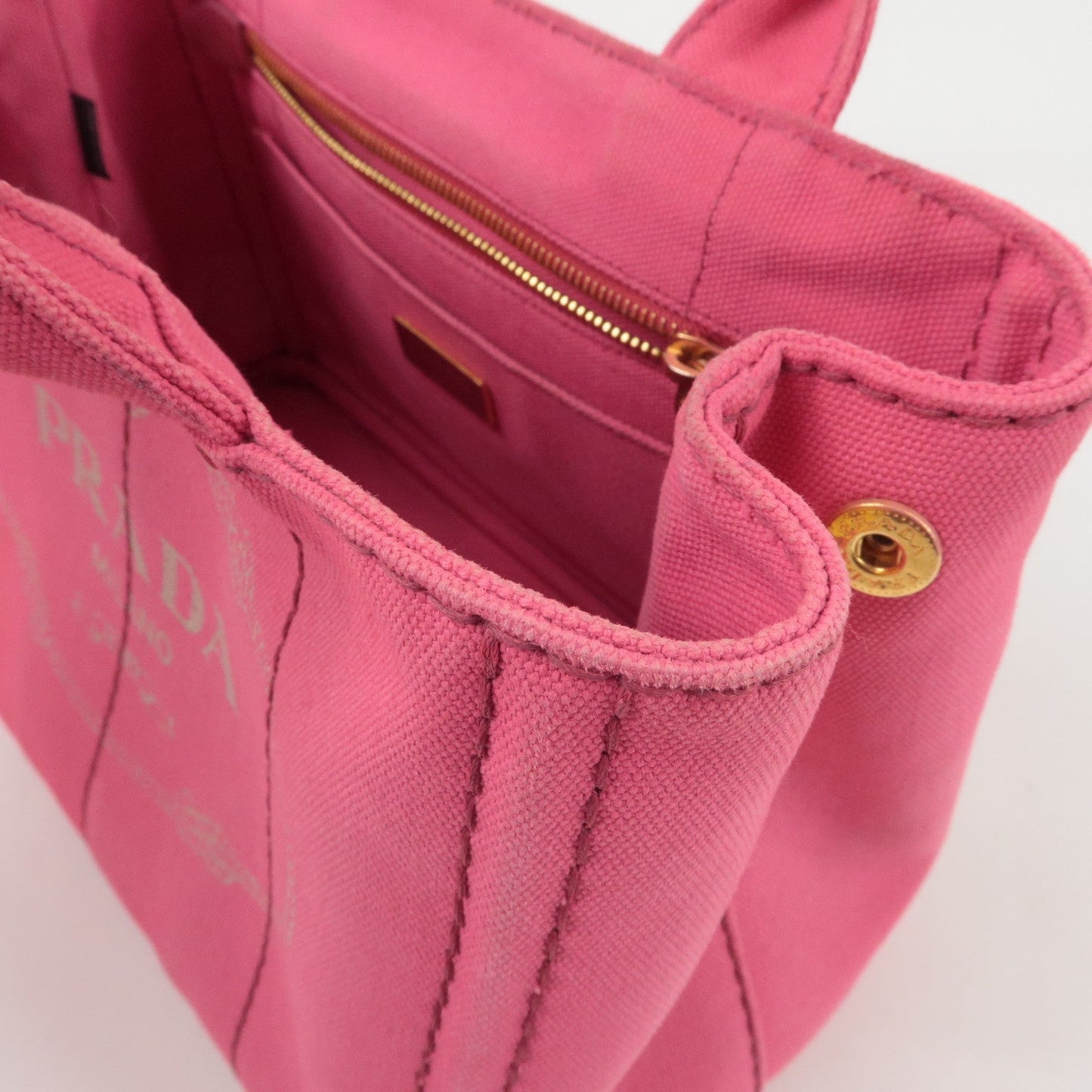 PRADA Logo Canapa Mini Canvas 2Way Tote Bag Pink 1BG439