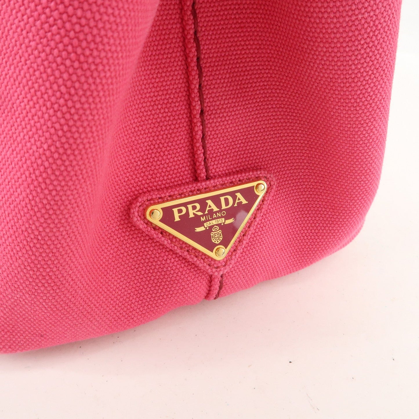 PRADA Logo Canapa Mini Canvas 2Way Tote Bag Pink 1BG439