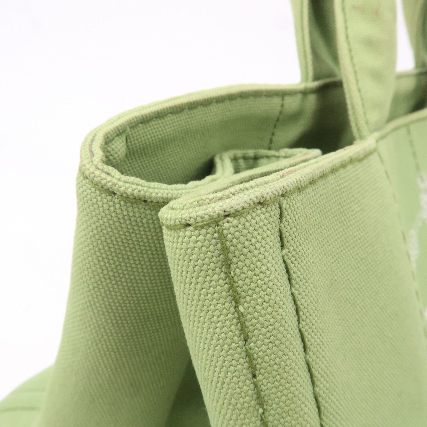 PRADA Canapa Canvas Tote Bag Hand Bag Green B1877B