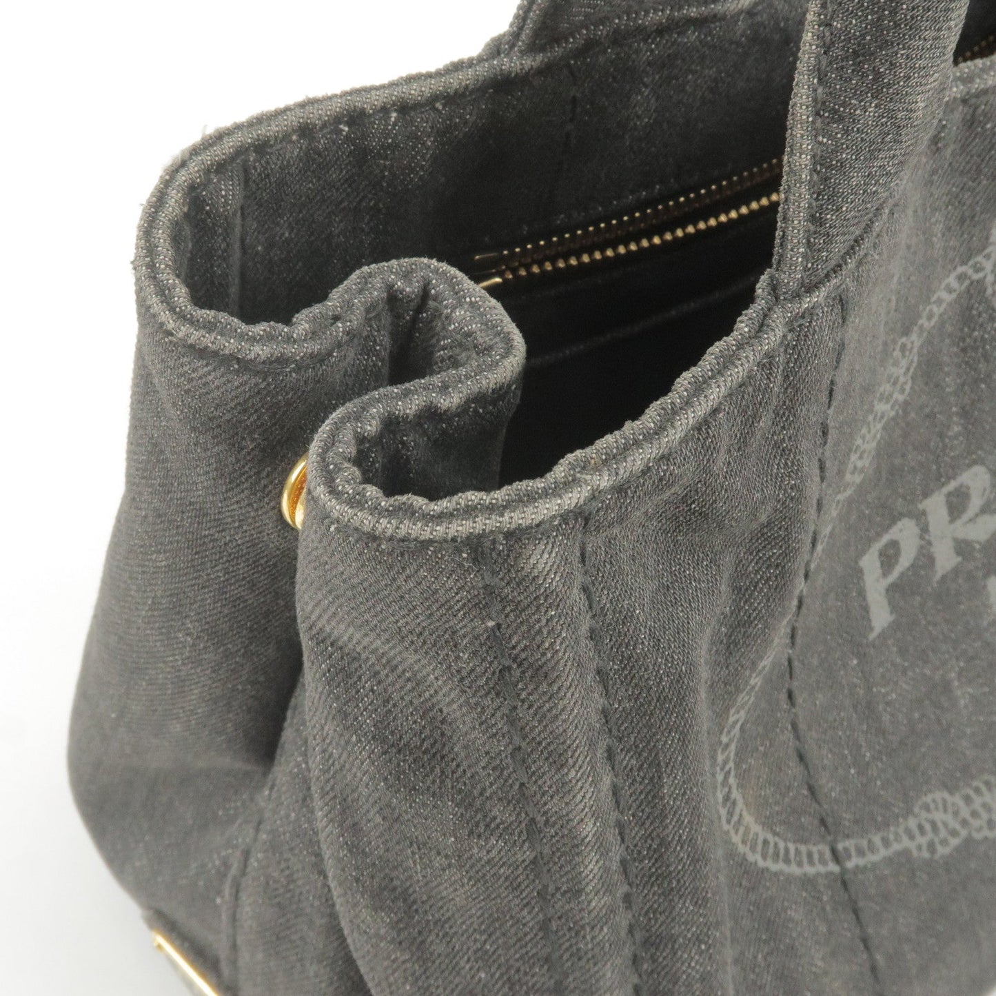 PRADA Logo Denim Mini Canapa  2Way Bag Hand Bag Black 1BG439