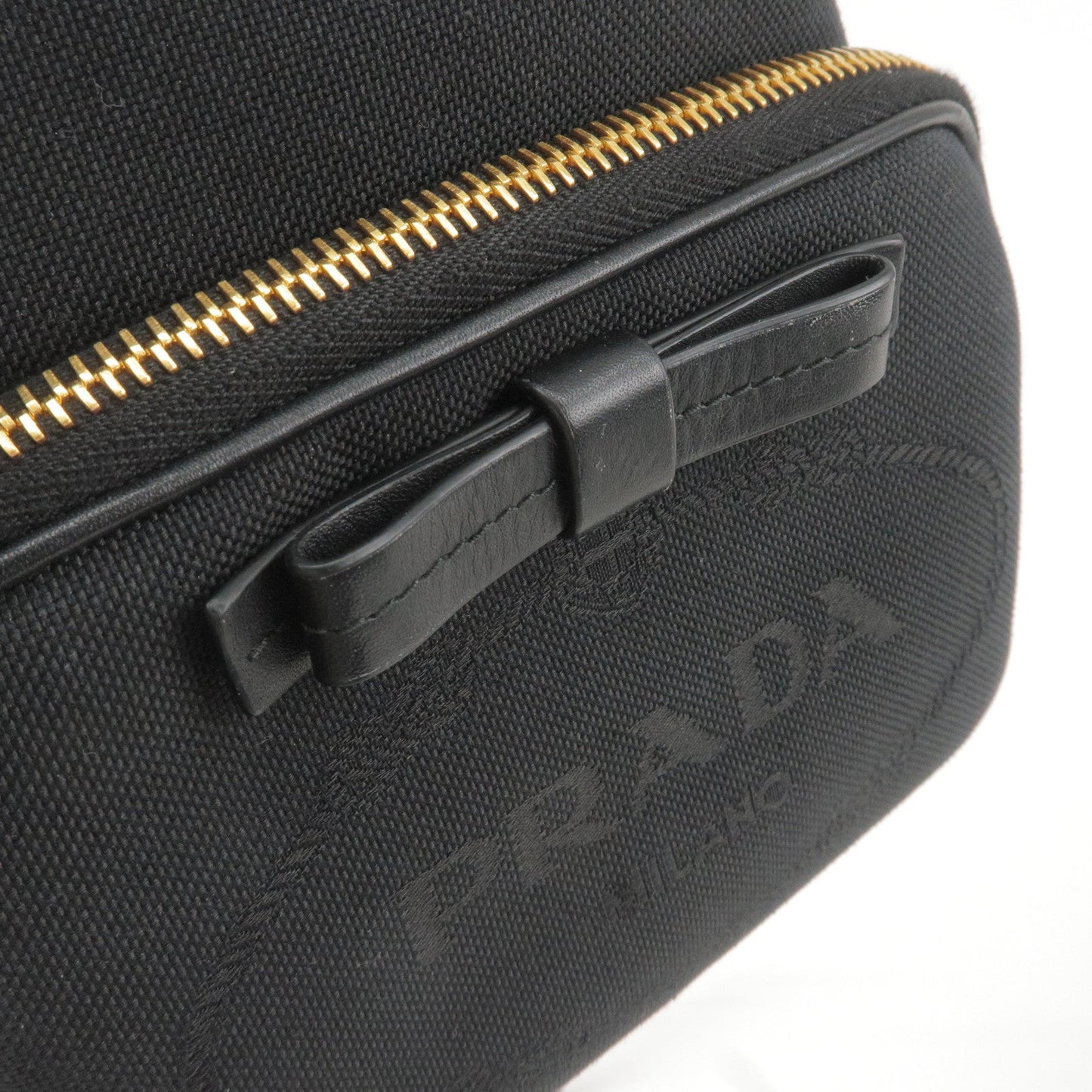 PRADA Logo Jacquard Leather 2Way Bag Hand Bag Black 1BH038