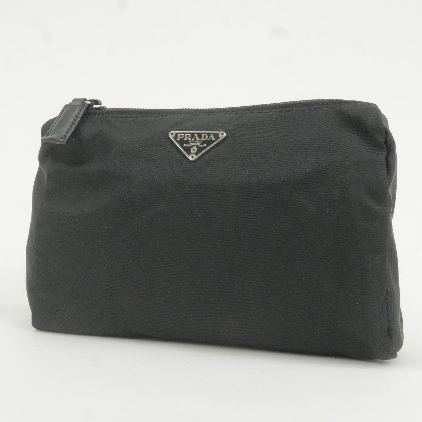 PRADA Set of 3 Logo Nylon Cosmetic Pouch Clutch Bag NERO Black