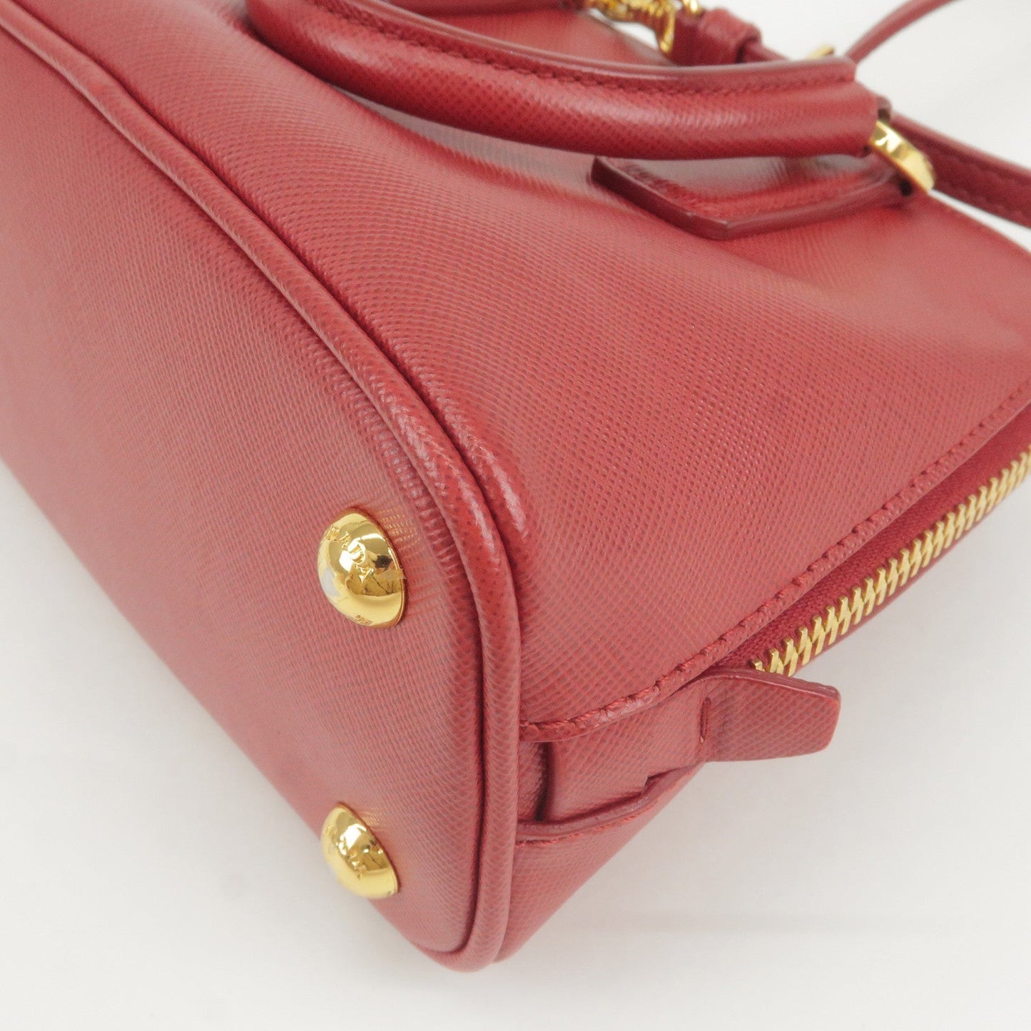 PRADA Leather Promenade Mini 2Way Bag Shoulder Bag Red BL0851