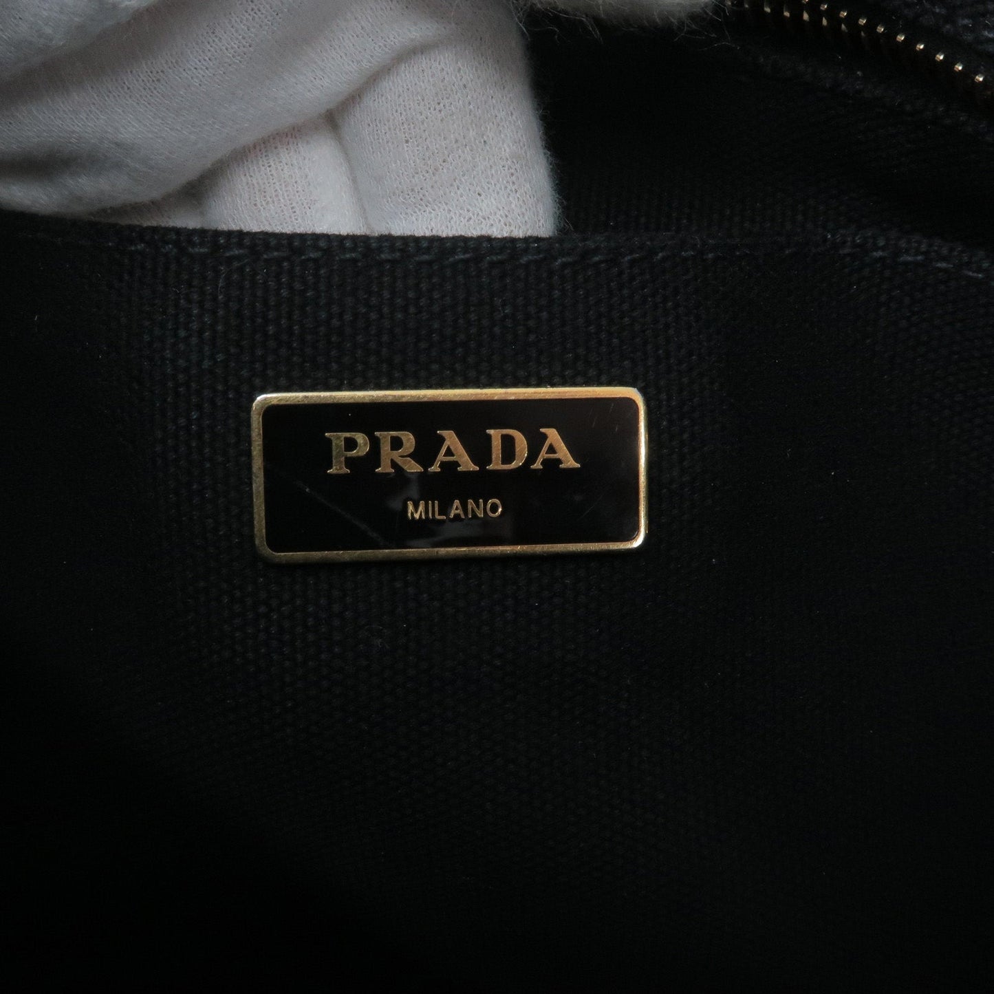 PRADA Canapa Mini Canvas Hand Bag Purse Black