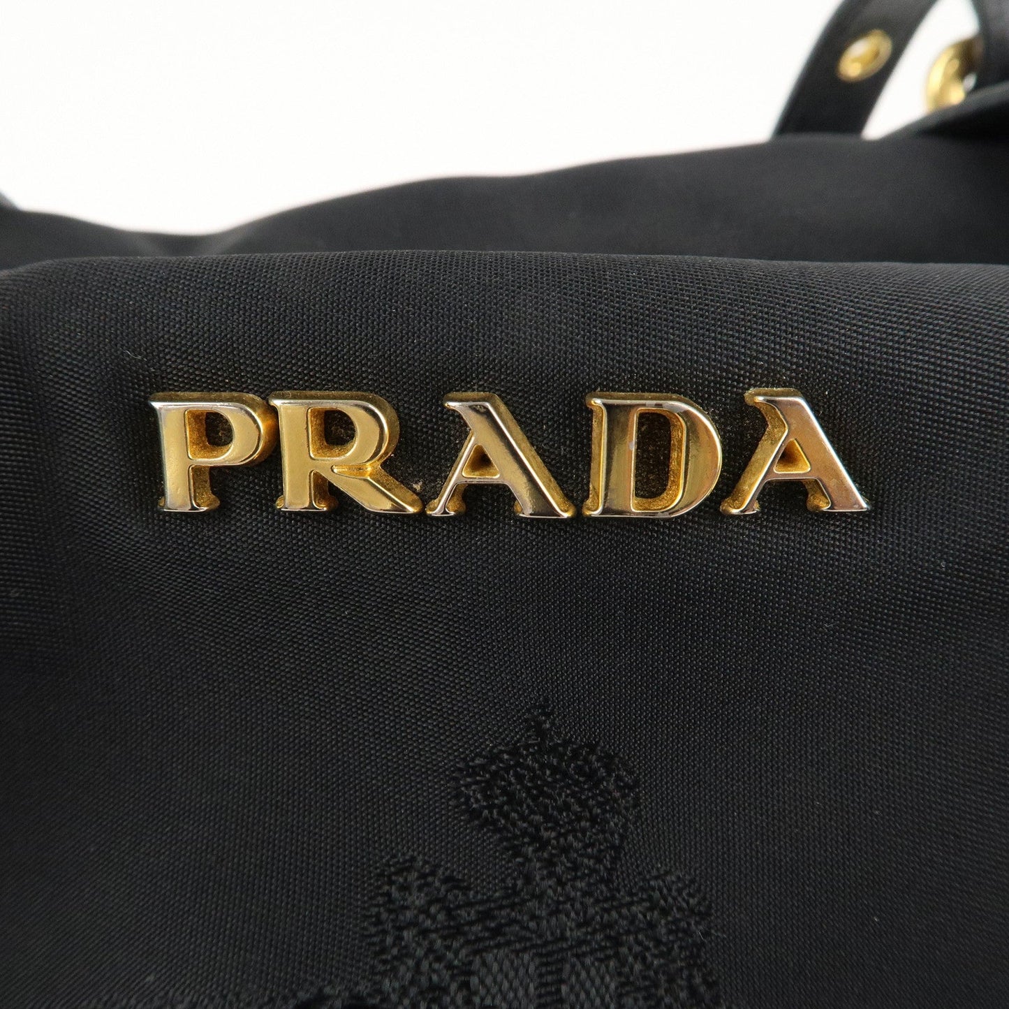 PRADA Nylon Leather Shoulder Bag Black