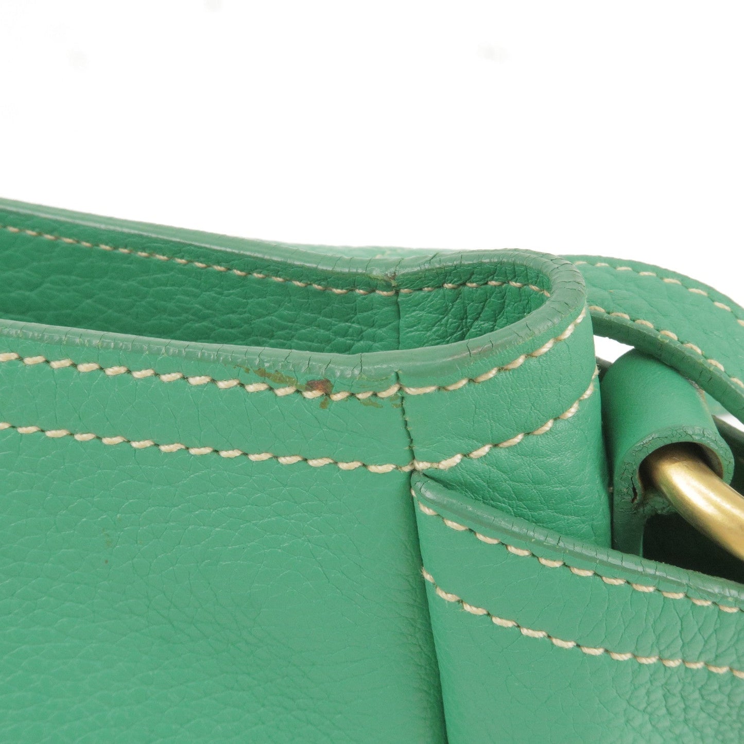 PRADA Logo Leather Shoulder Bag Crossbody Bag Green