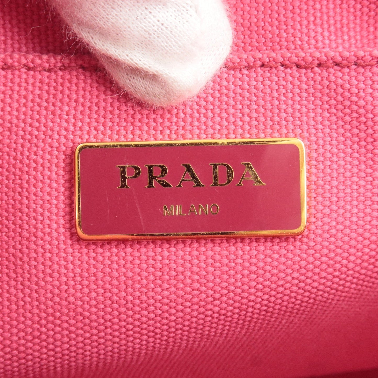 PRADA Logo Canapa Mini Canvas 2Way Tote Bag Pink 1BG439