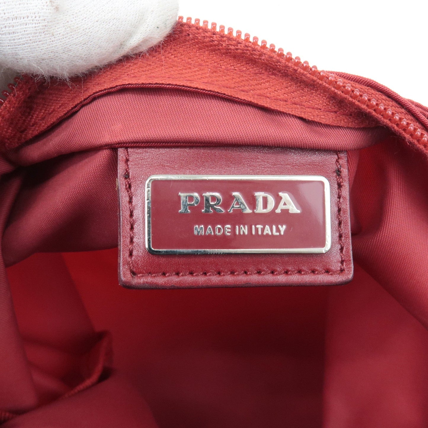 PRADA Logo Nylon Leather Shoulder Bag Crossbody Bag Red