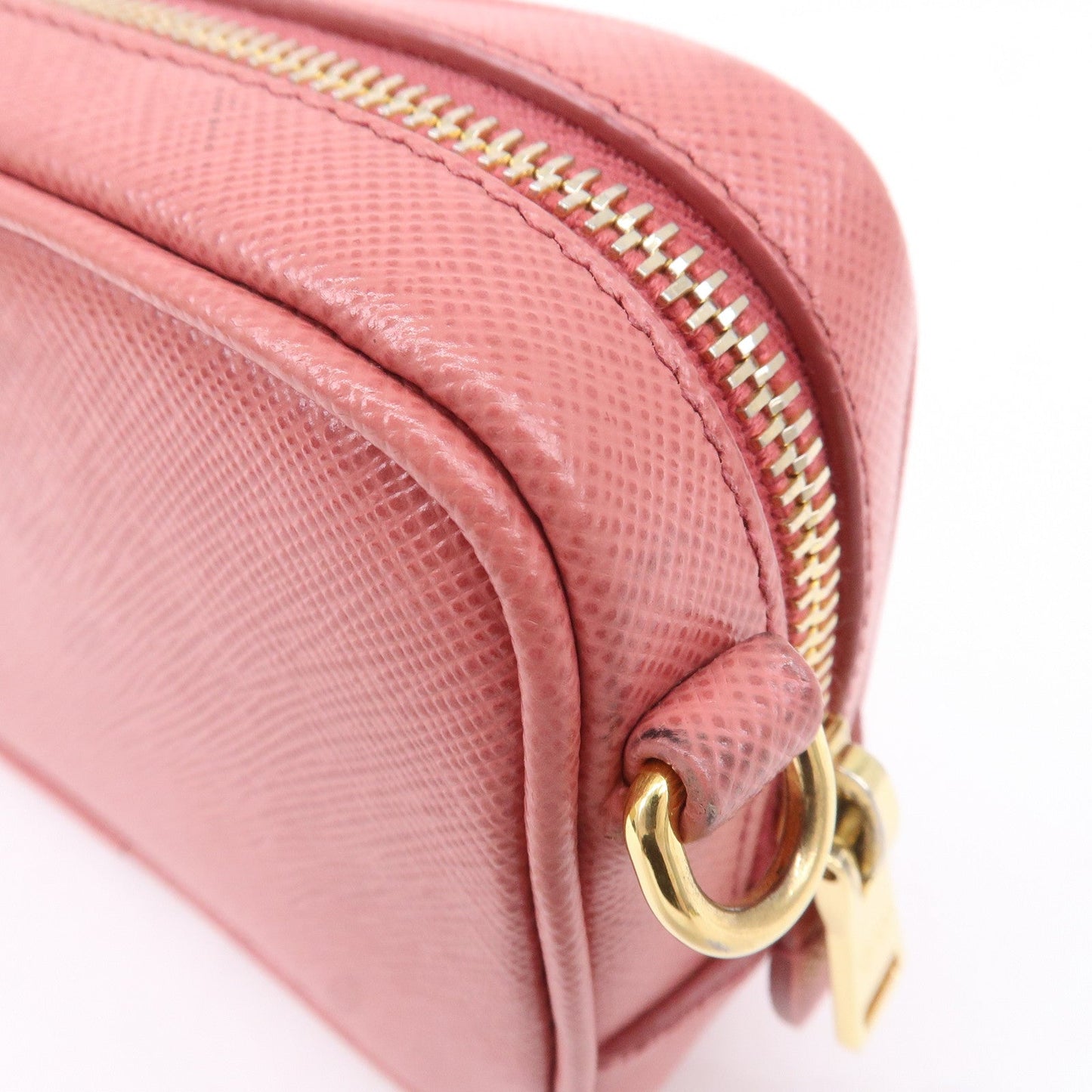 PRADA Logo Leather Crossbody Shoulder Bag Pink 1N1674