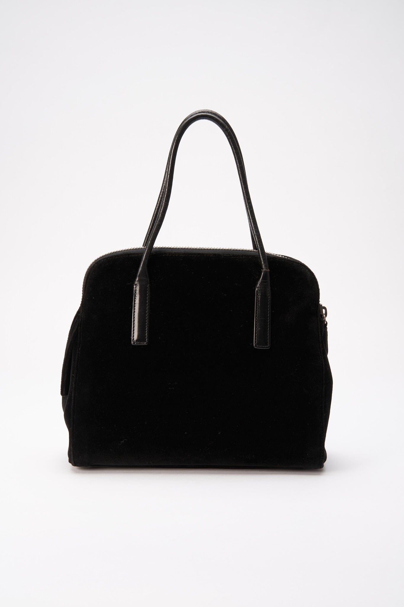 Prada Black Velvet Shoulder Bag with Leather Handles