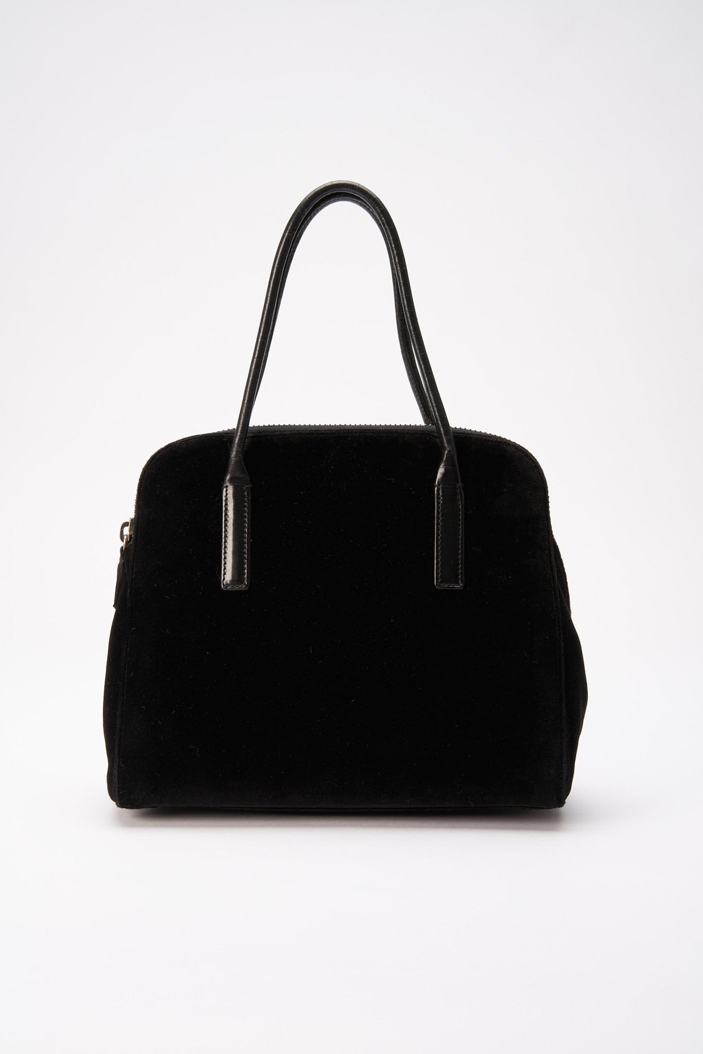 Prada Black Velvet Shoulder Bag with Leather Handles