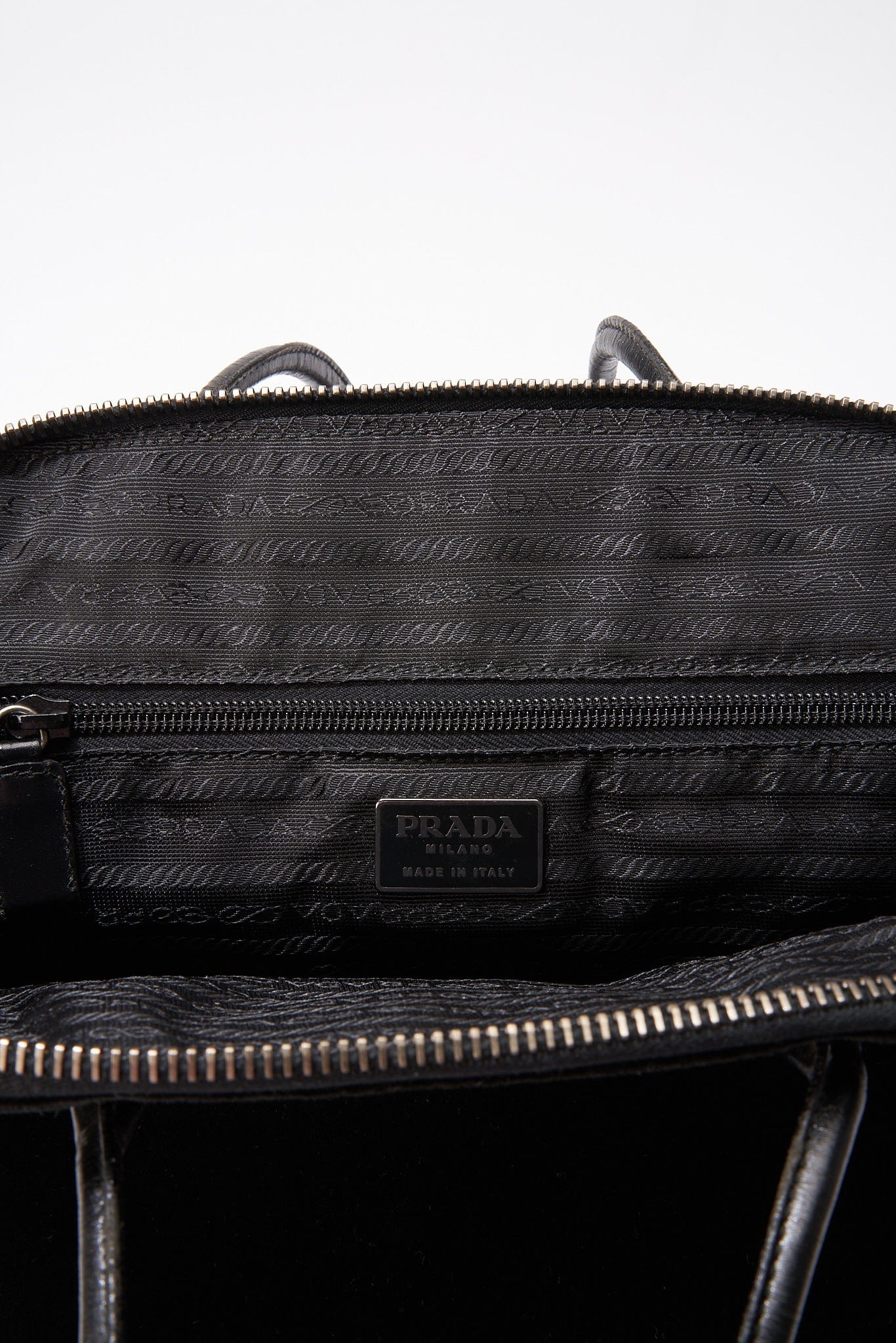 Prada Black Velvet Shoulder Bag with Leather Handles