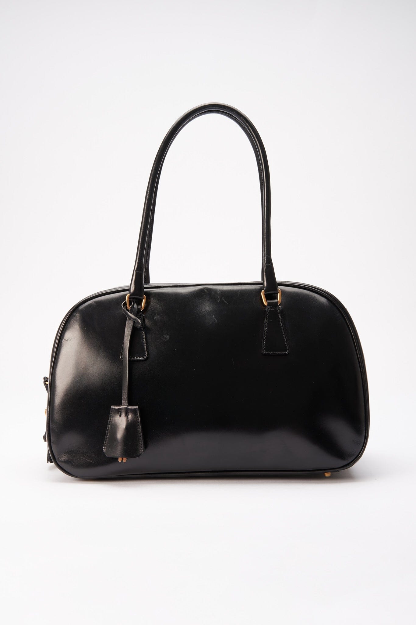 A vintage 90's Prada Black Leather Shoulder Bag